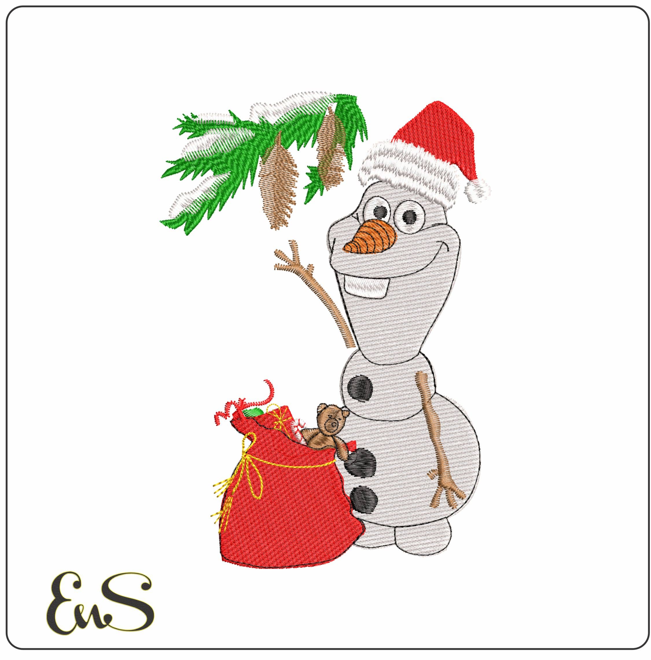 Olaf with Christmas presents- Elegant embroidery design file - instant download