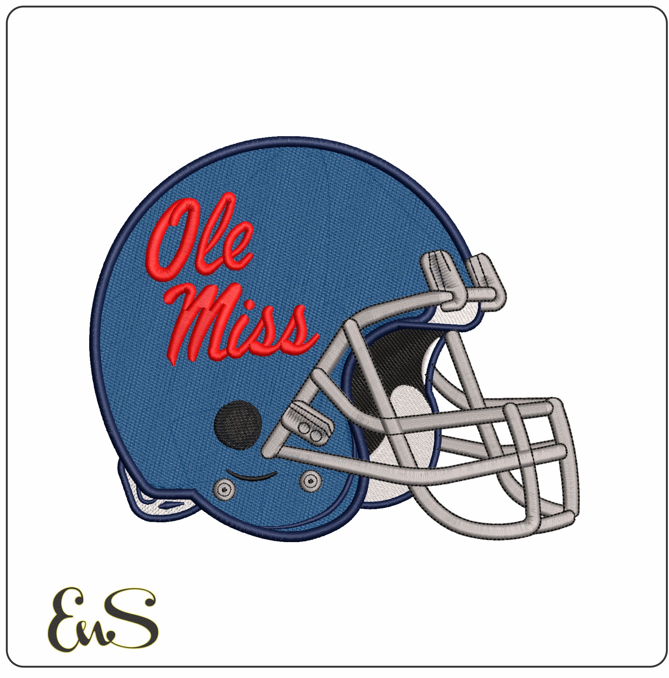 Ole Miss Helmet- Elegant embroidery design file - instant download