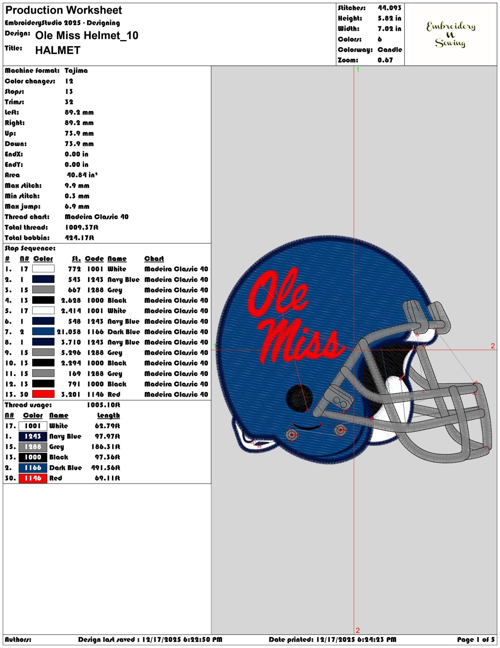Ole Miss Helmet- Elegant embroidery design file - instant download — view 3