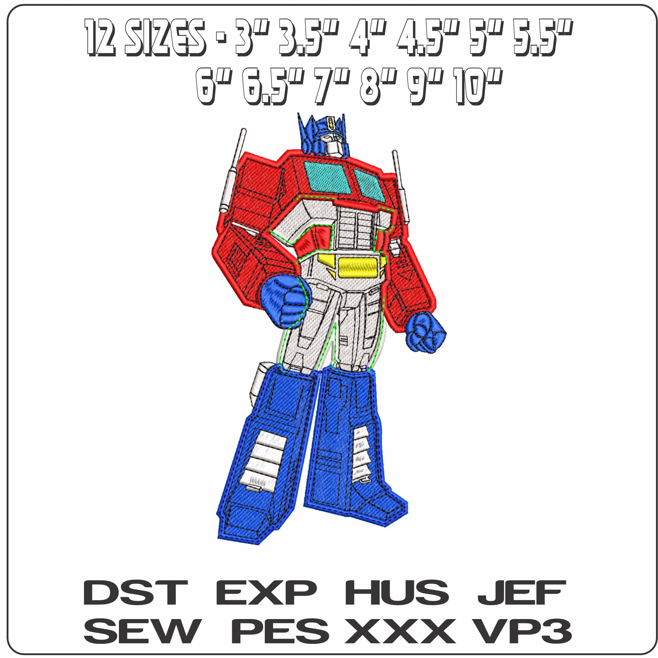 Optimus Prime Transformers- Elegant embroidery design file - instant download — view 2
