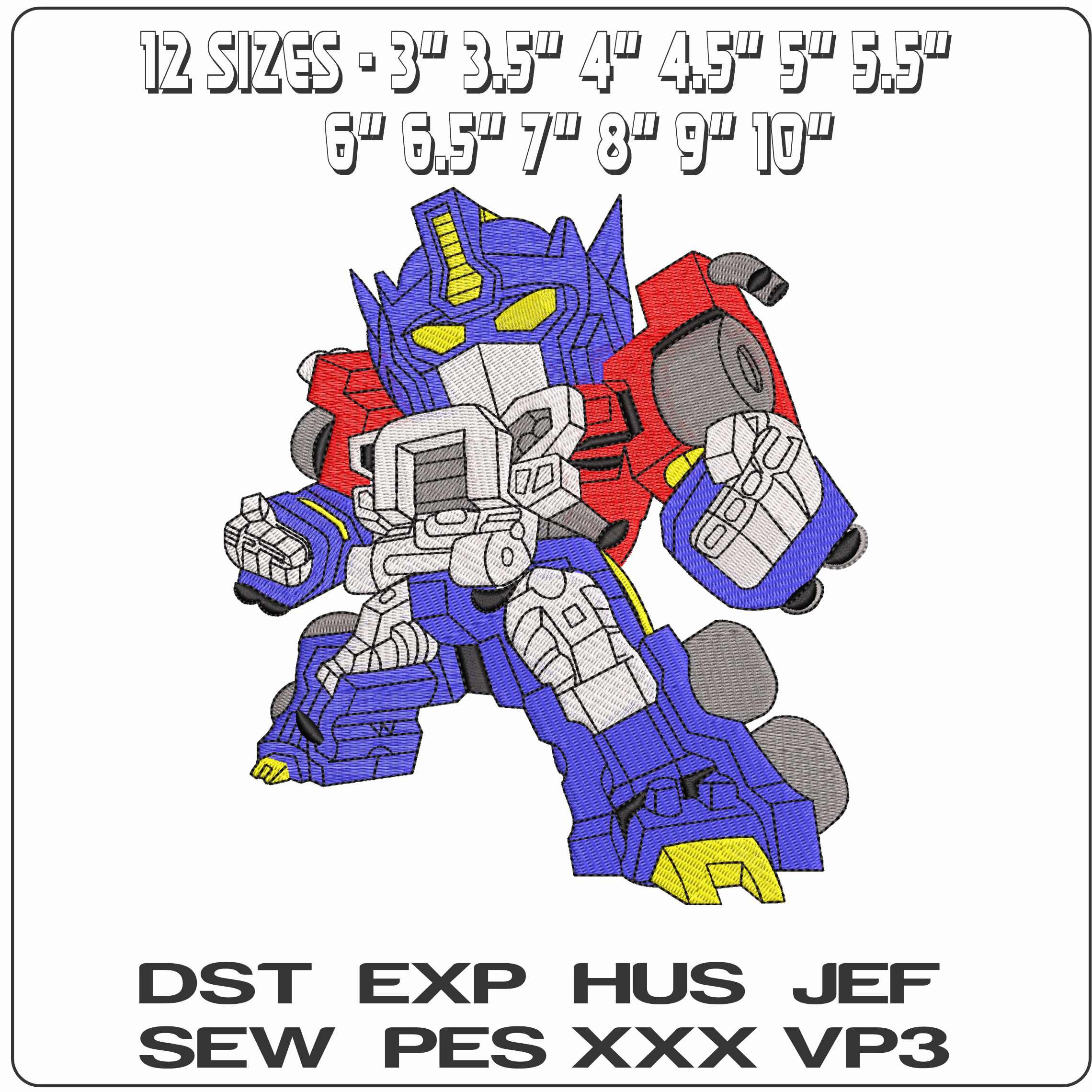 Optimus Prime Chibli Transformers- Elegant embroidery design file - instant download — view 2