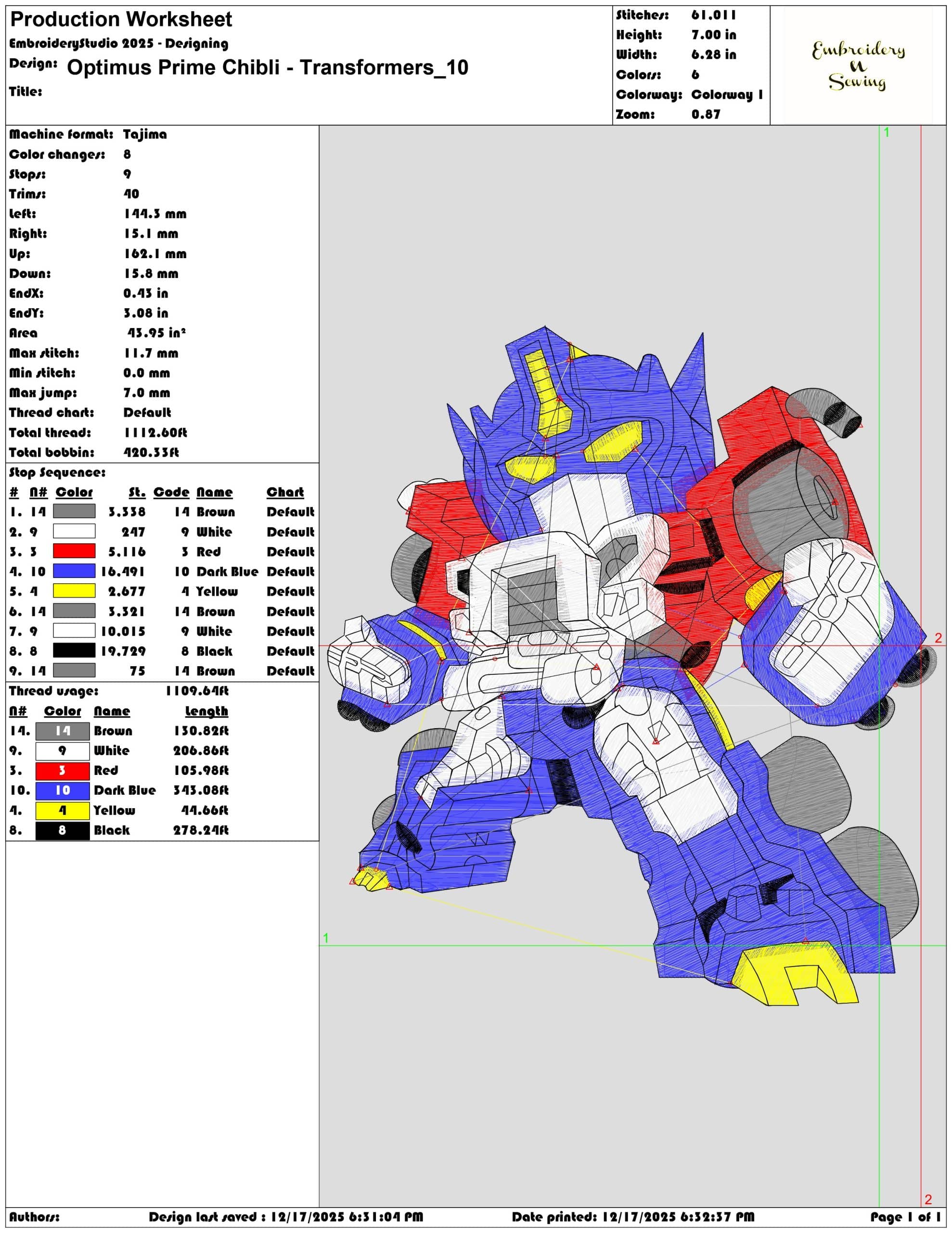 Optimus Prime Chibli Transformers- Elegant embroidery design file - instant download — view 3