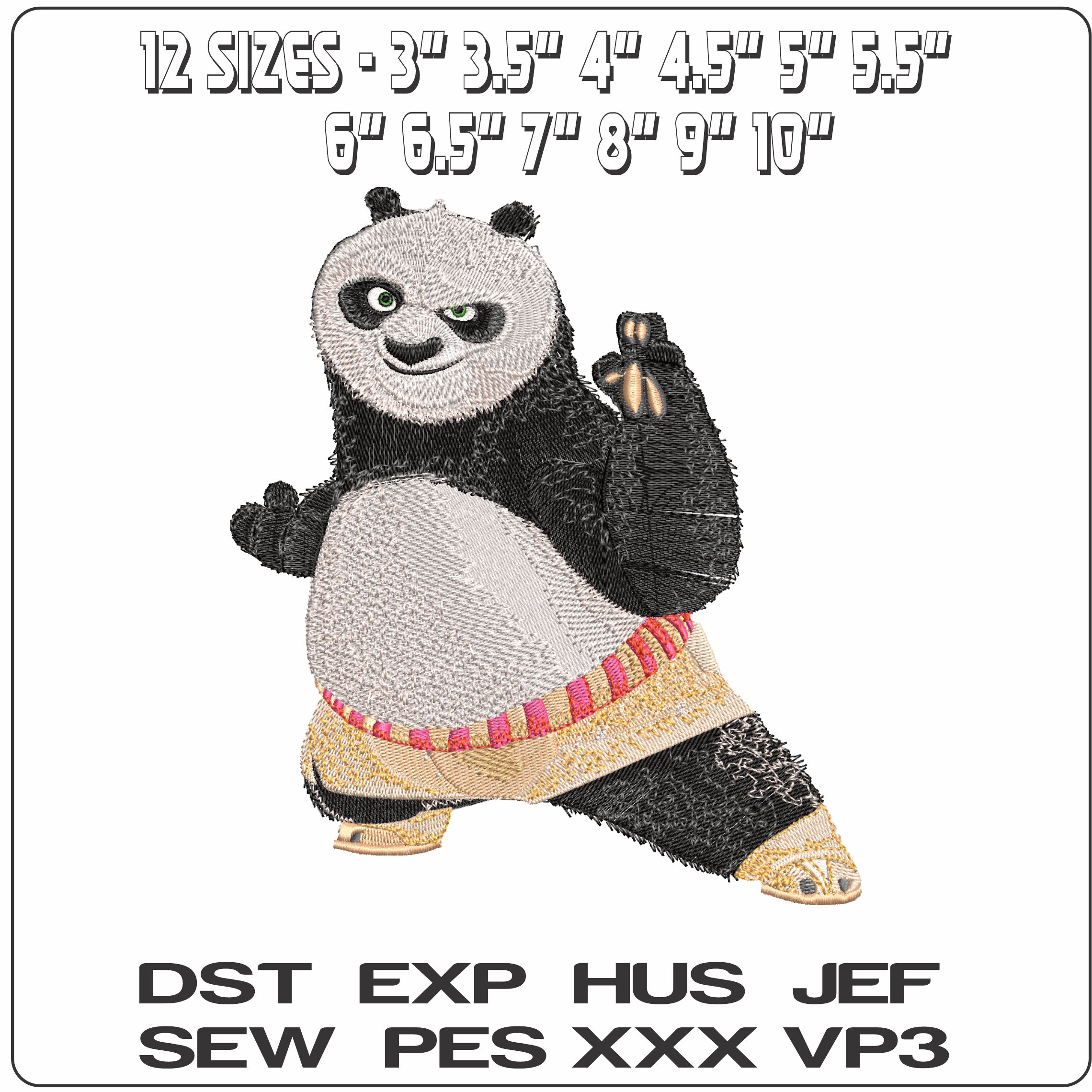 Panda Kung Fu Panda- Elegant embroidery design file - instant download — view 2