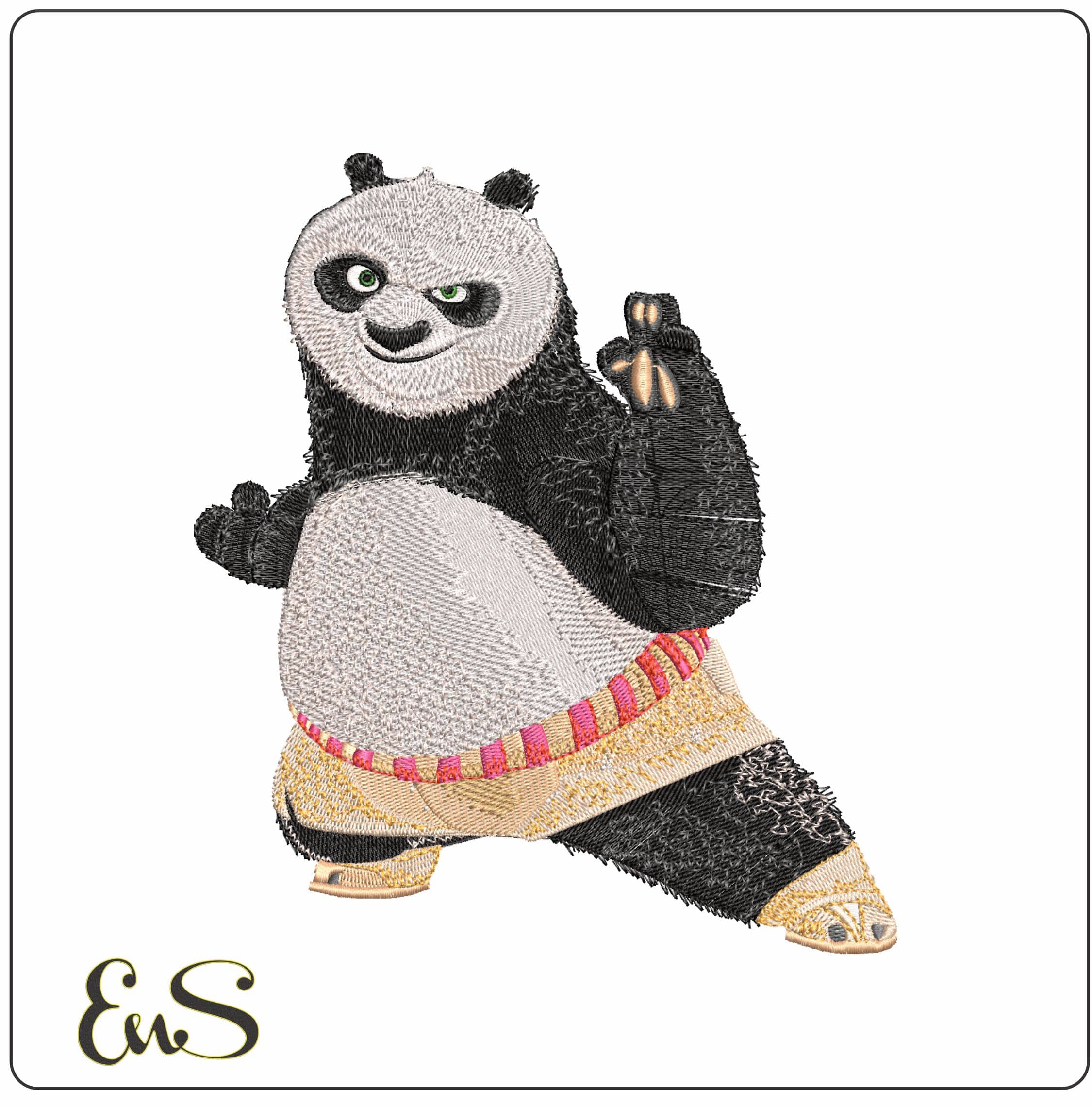Panda Kung Fu Panda- Elegant embroidery design file - instant download