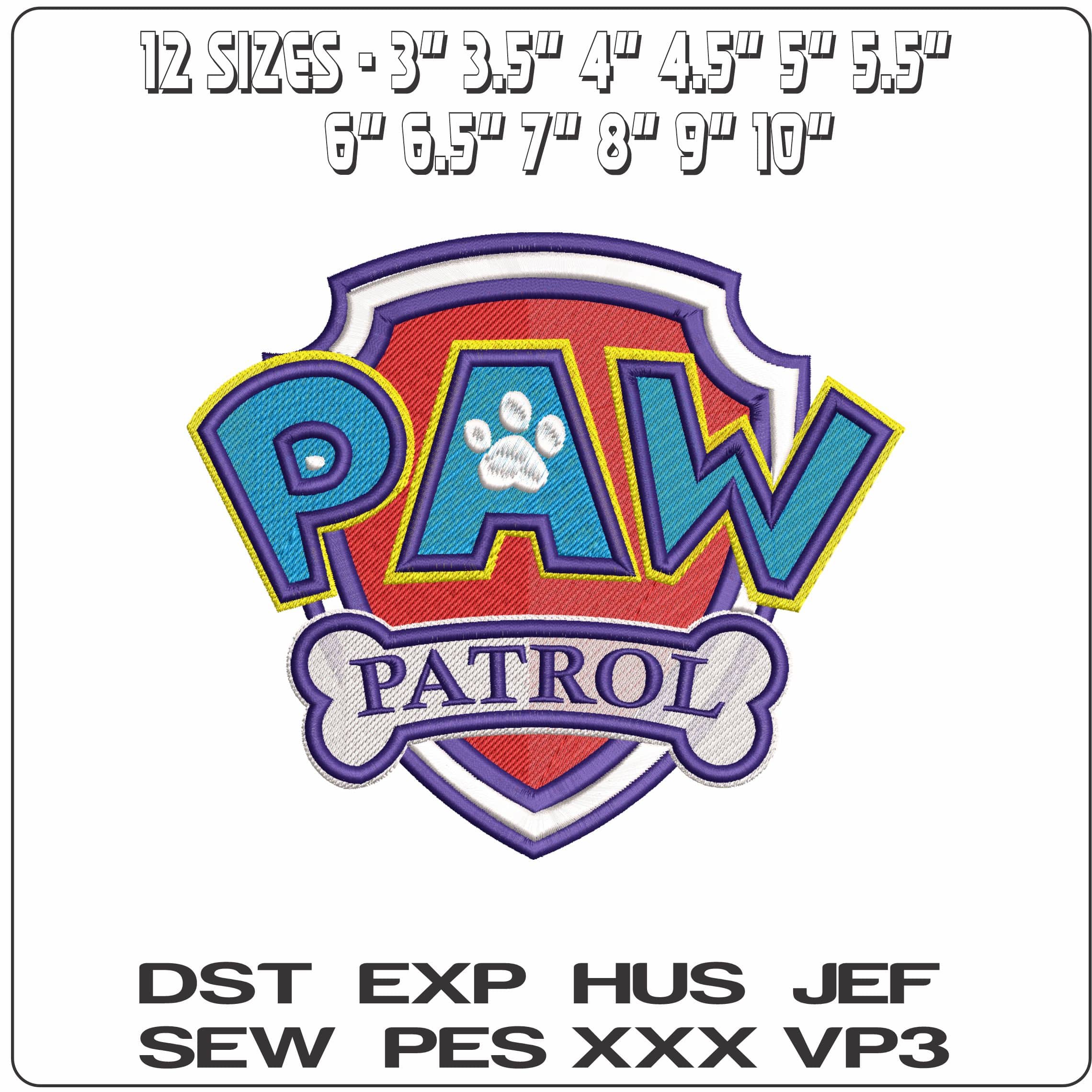 Paw Patrol Logo- Elegant embroidery design file - instant download — view 2