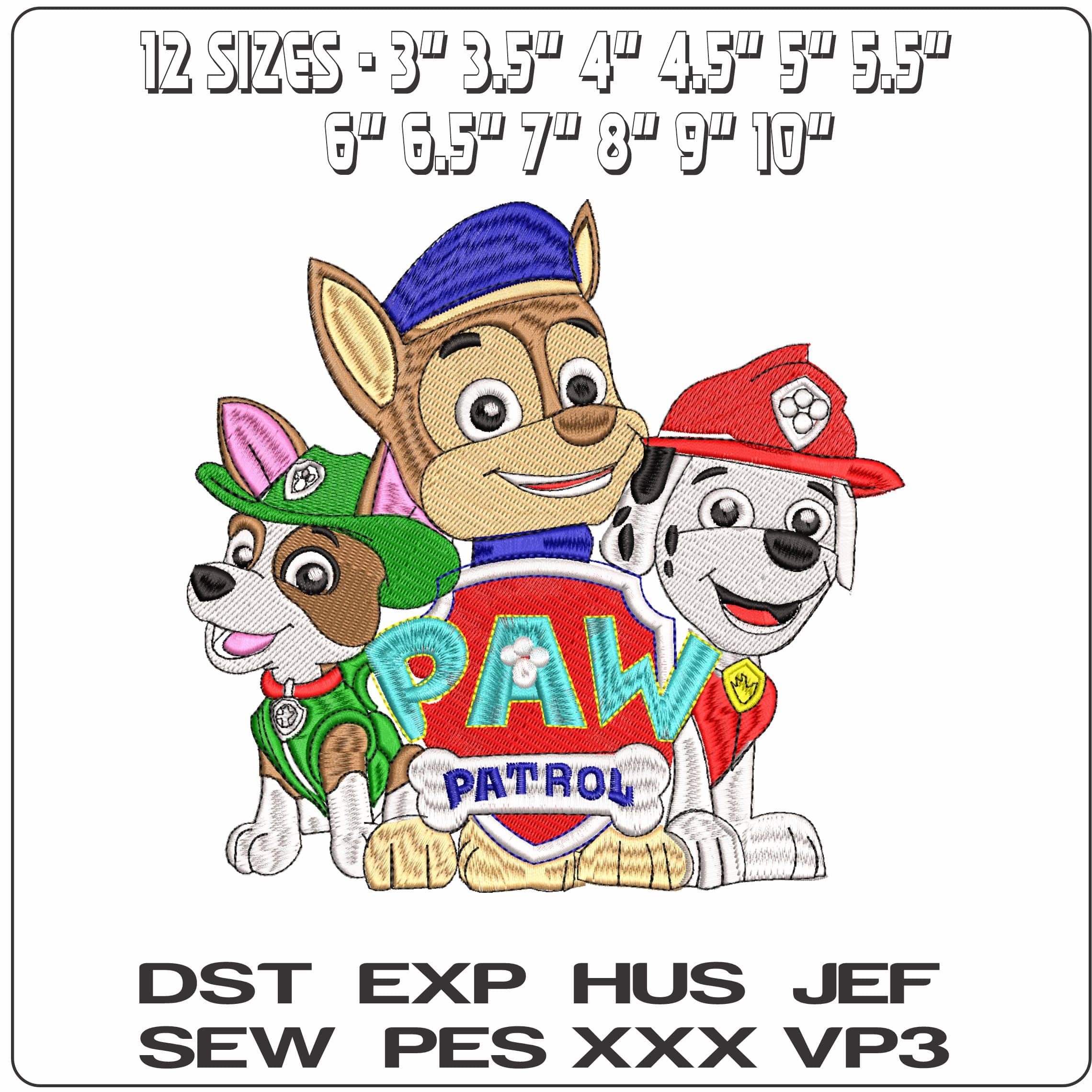 Paw Patrol Logo with Dogs- Elegant embroidery design file - instant download — view 2