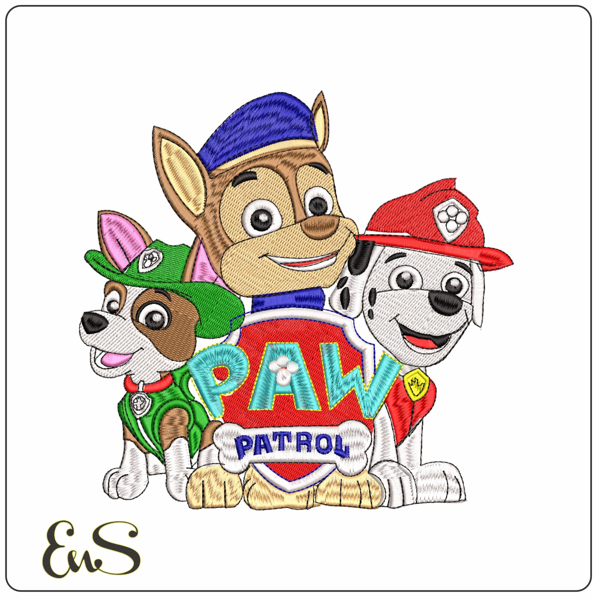 Paw Patrol Logo with Dogs- Elegant embroidery design file - instant download