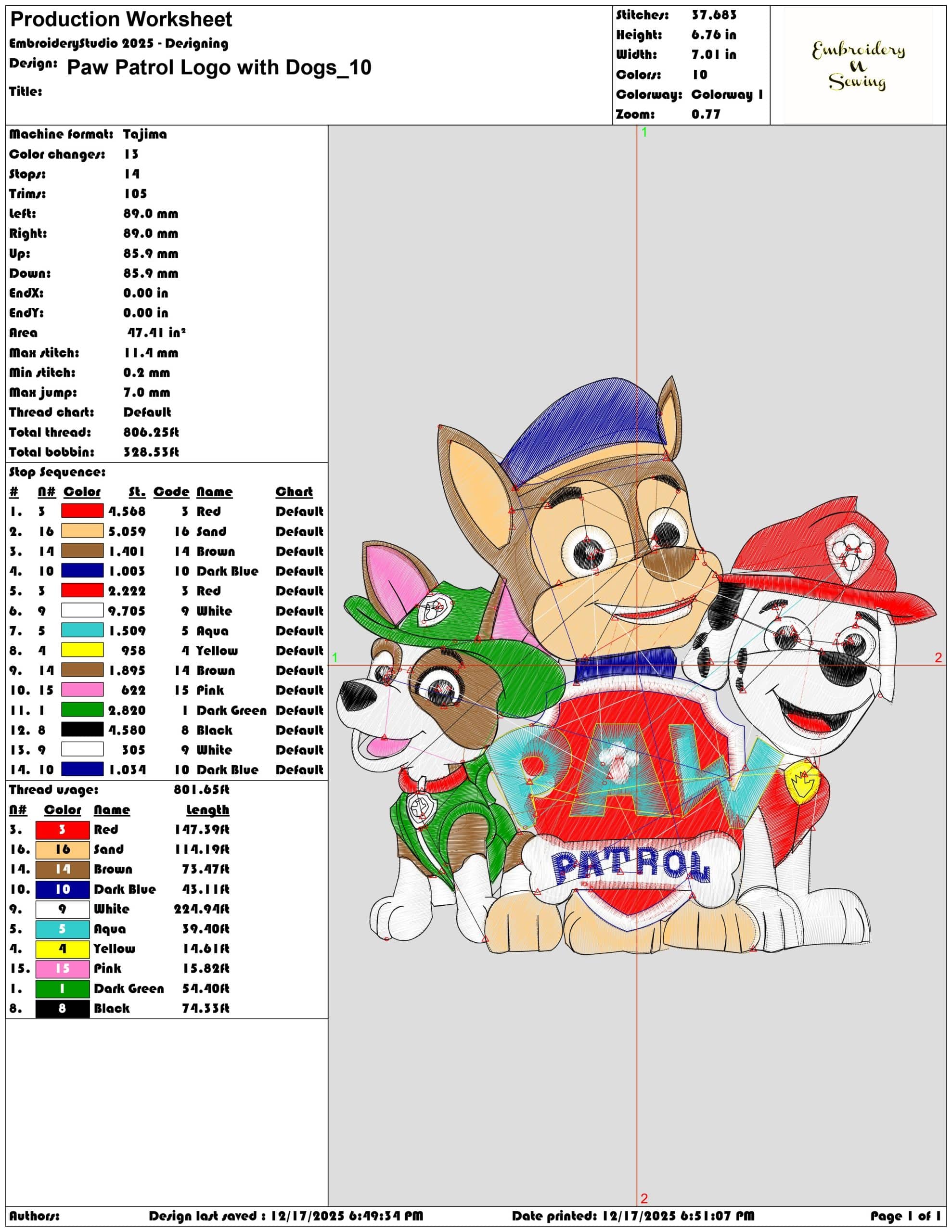 Paw Patrol Logo with Dogs- Elegant embroidery design file - instant download — view 3
