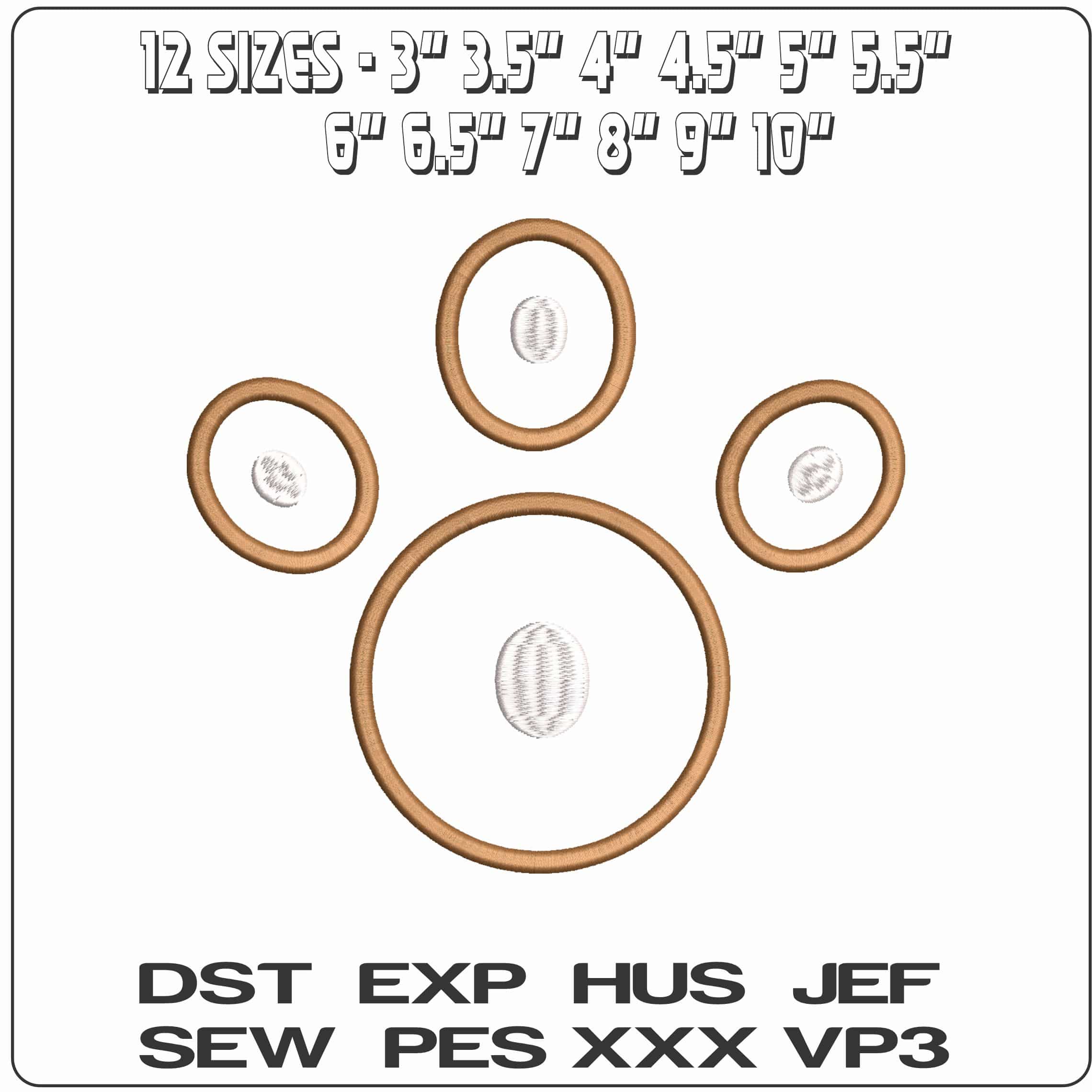 Paw with 3 Toes- Elegant embroidery design file - instant download — view 2