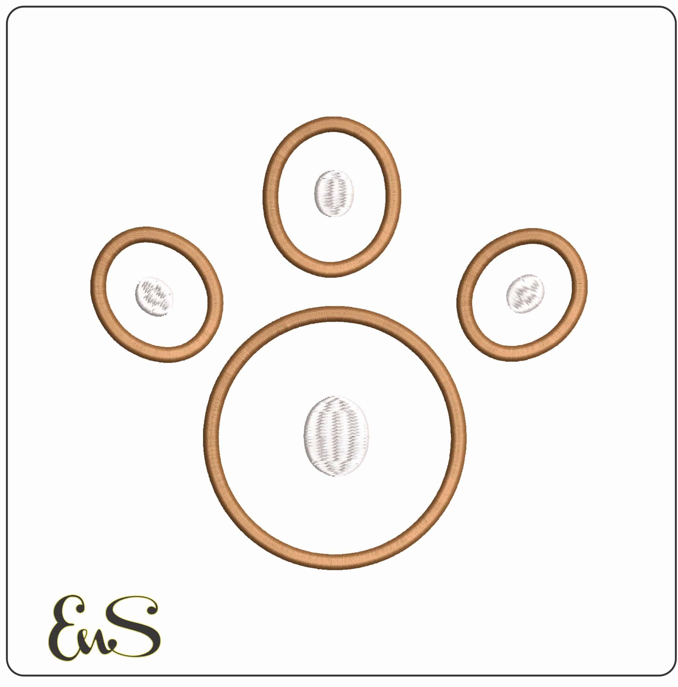 Paw with 3 Toes- Elegant embroidery design file - instant download
