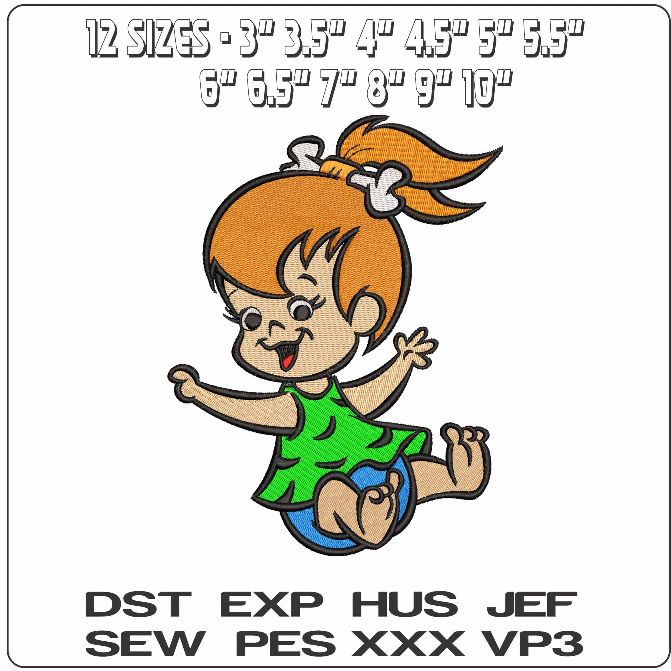 Pebbles The Flinstones- Elegant embroidery design file - instant download — view 2