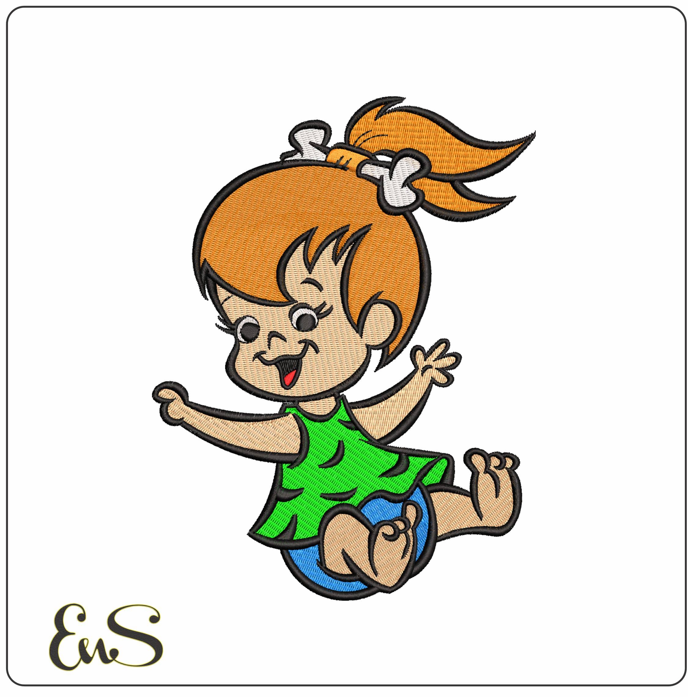 Pebbles The Flinstones- Elegant embroidery design file - instant download