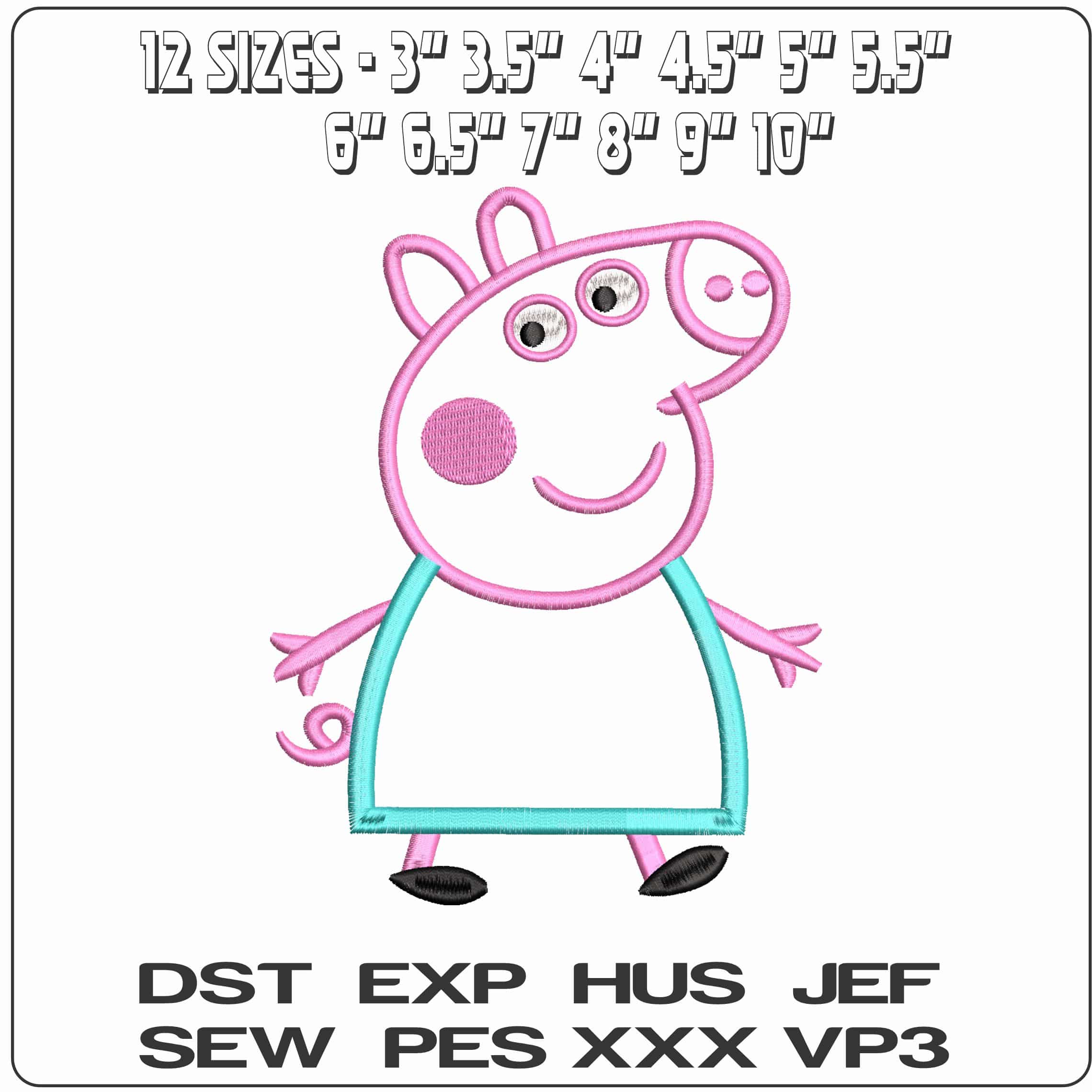 Peppa Pig Outline- Elegant embroidery design file - instant download — view 2