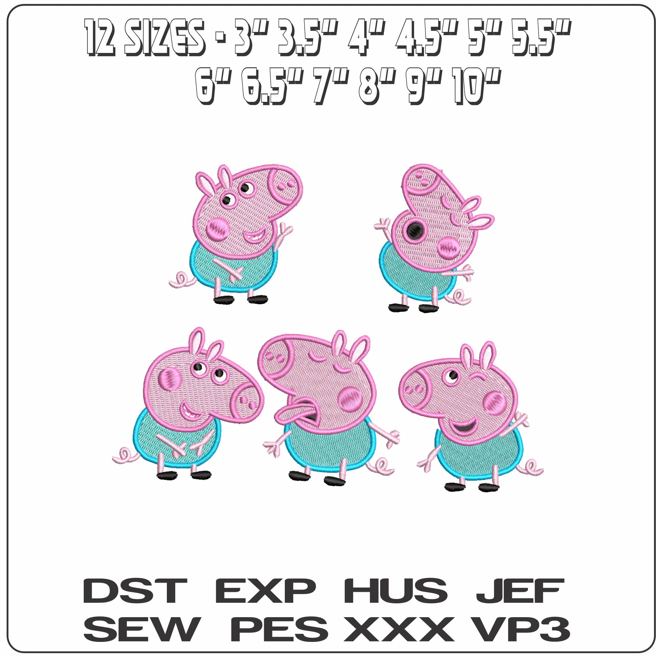Pepper Pig- Elegant embroidery design file - instant download — view 2