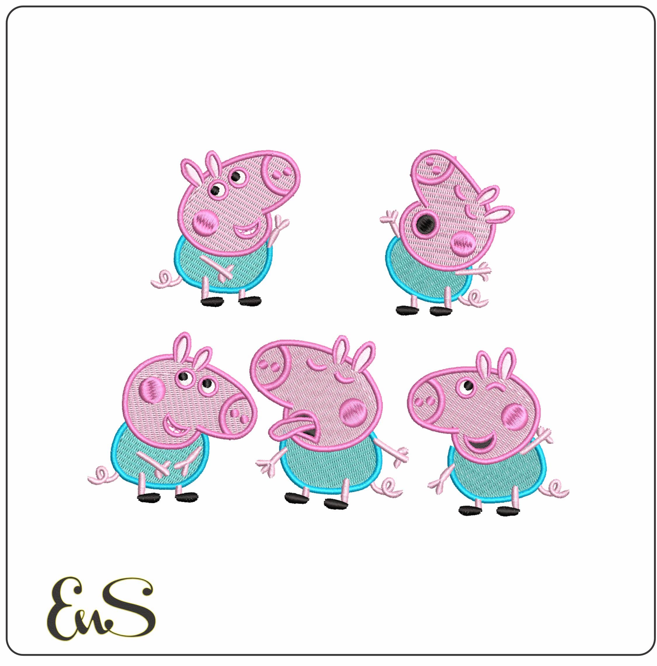 Pepper Pig- Elegant embroidery design file - instant download