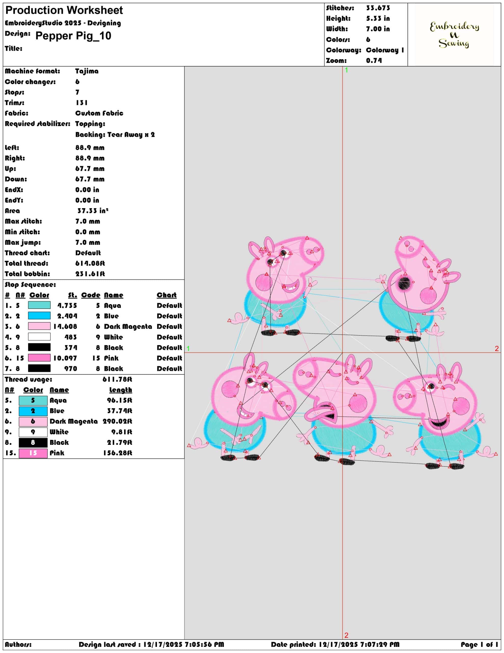 Pepper Pig- Elegant embroidery design file - instant download — view 3