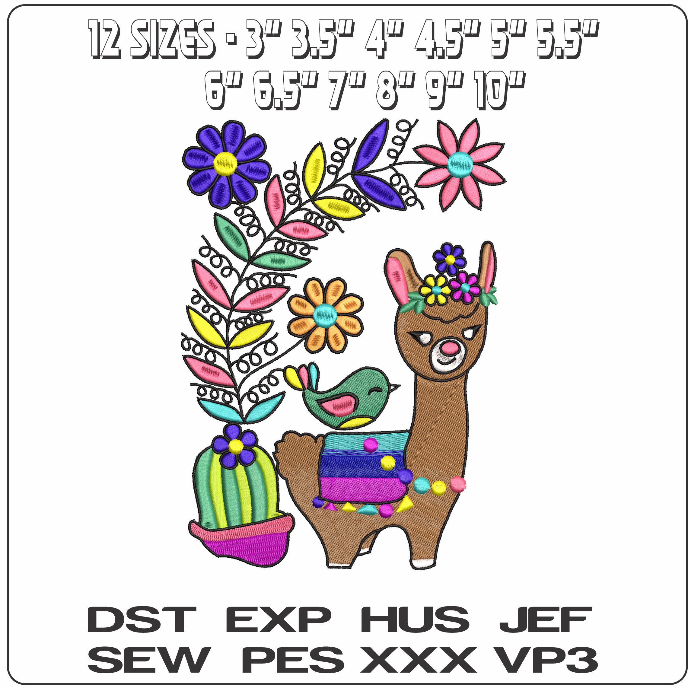 Peruvian Llama- Elegant embroidery design file - instant download — view 2