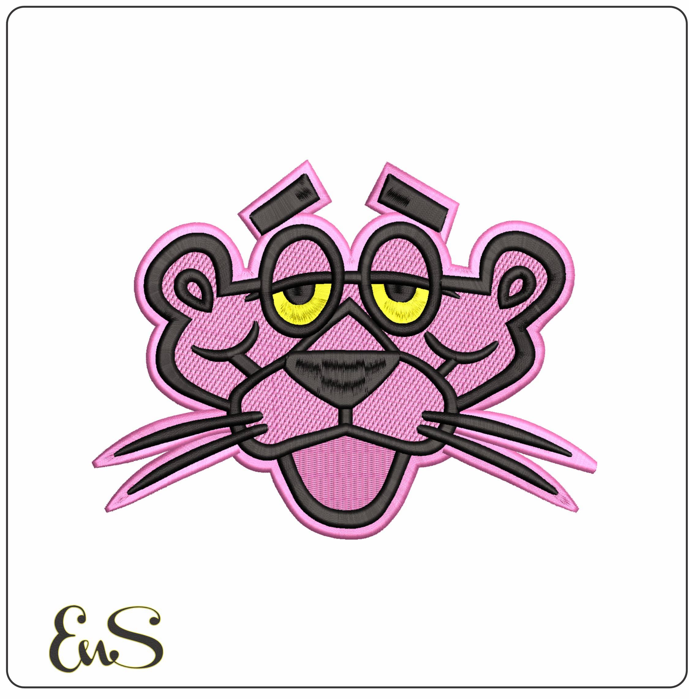 Pink Panther Face- Elegant embroidery design file - instant download