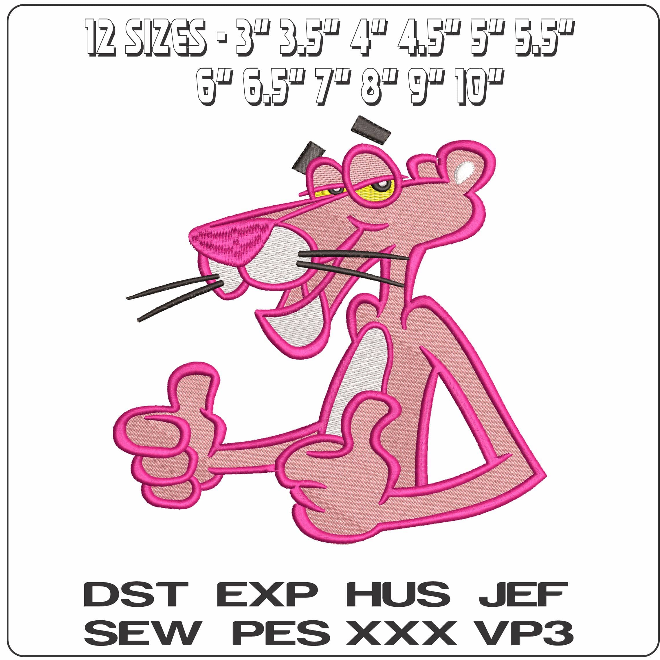 Pink Panther Thumbs Up- Elegant embroidery design file - instant download — view 2