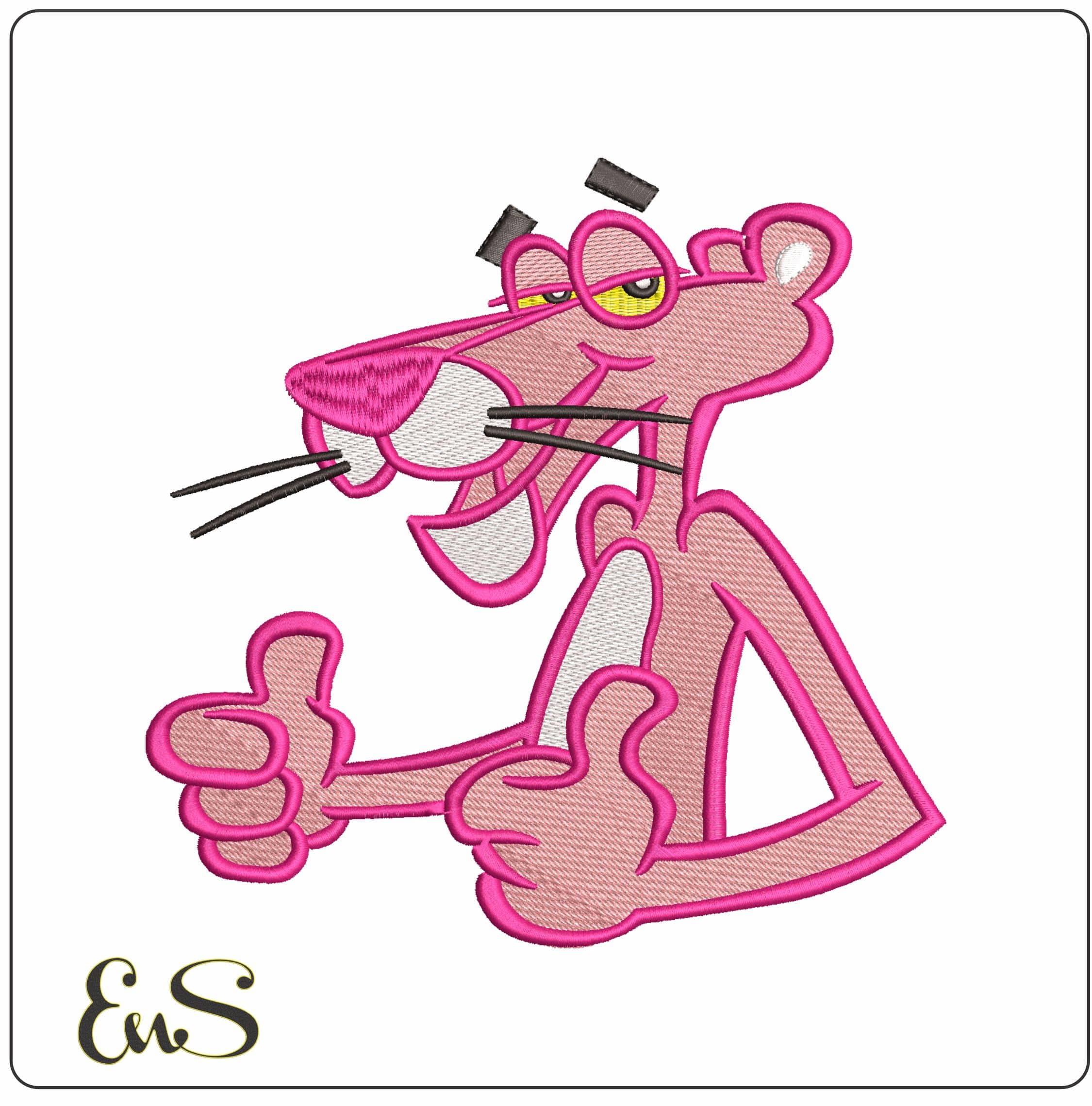 Pink Panther Thumbs Up- Elegant embroidery design file - instant download