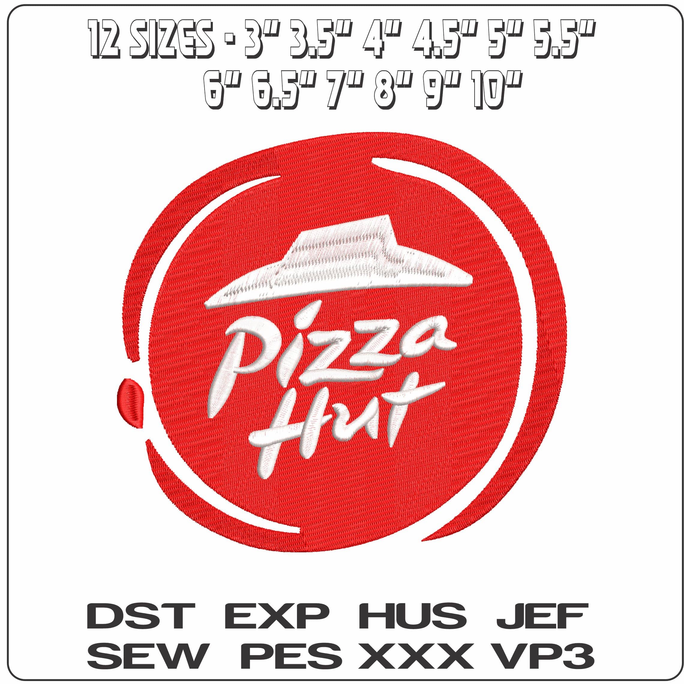 Pizza Hut- Elegant embroidery design file - instant download — view 2