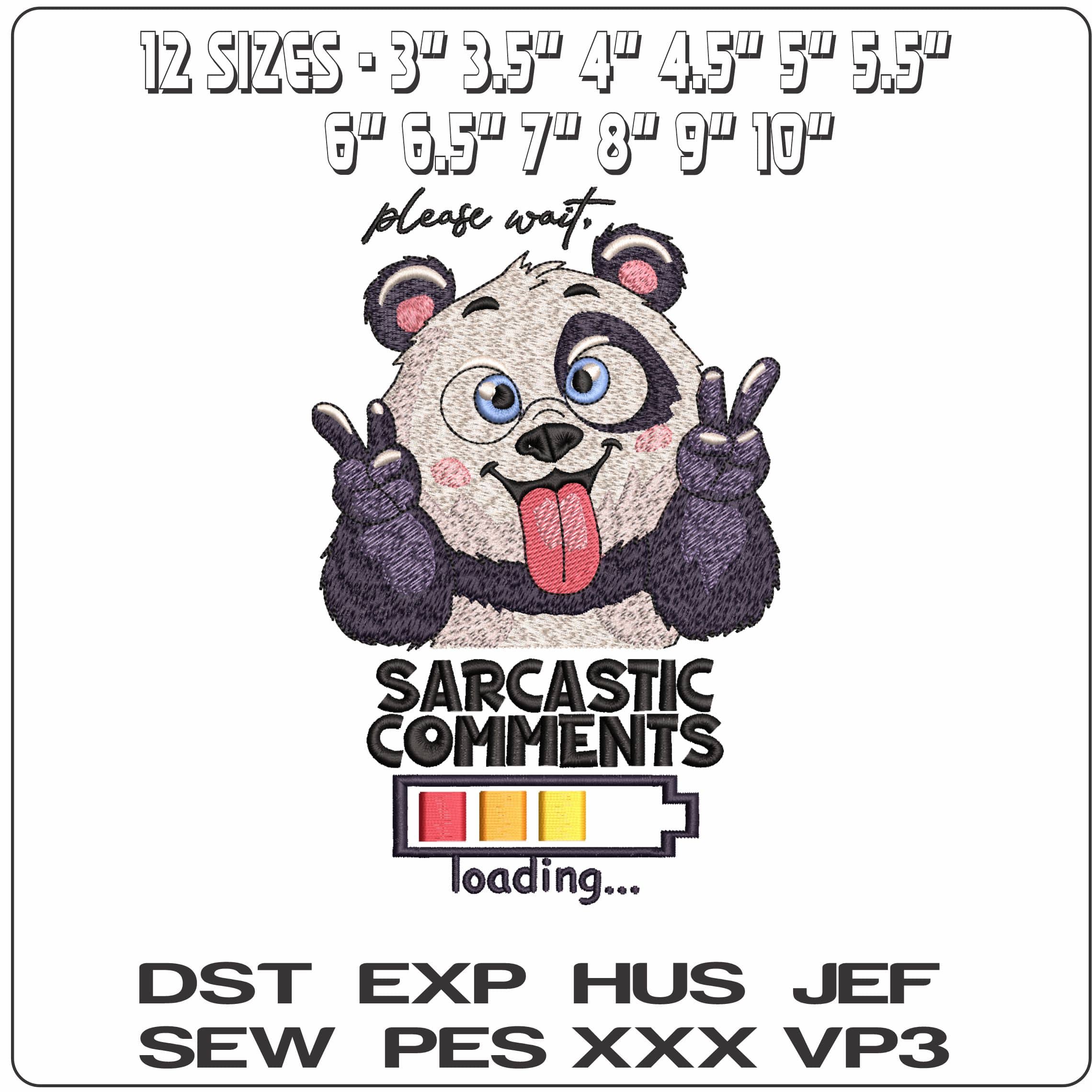 Please Wait Sarcastic Comment loading- Elegant embroidery design file - instant download — view 2
