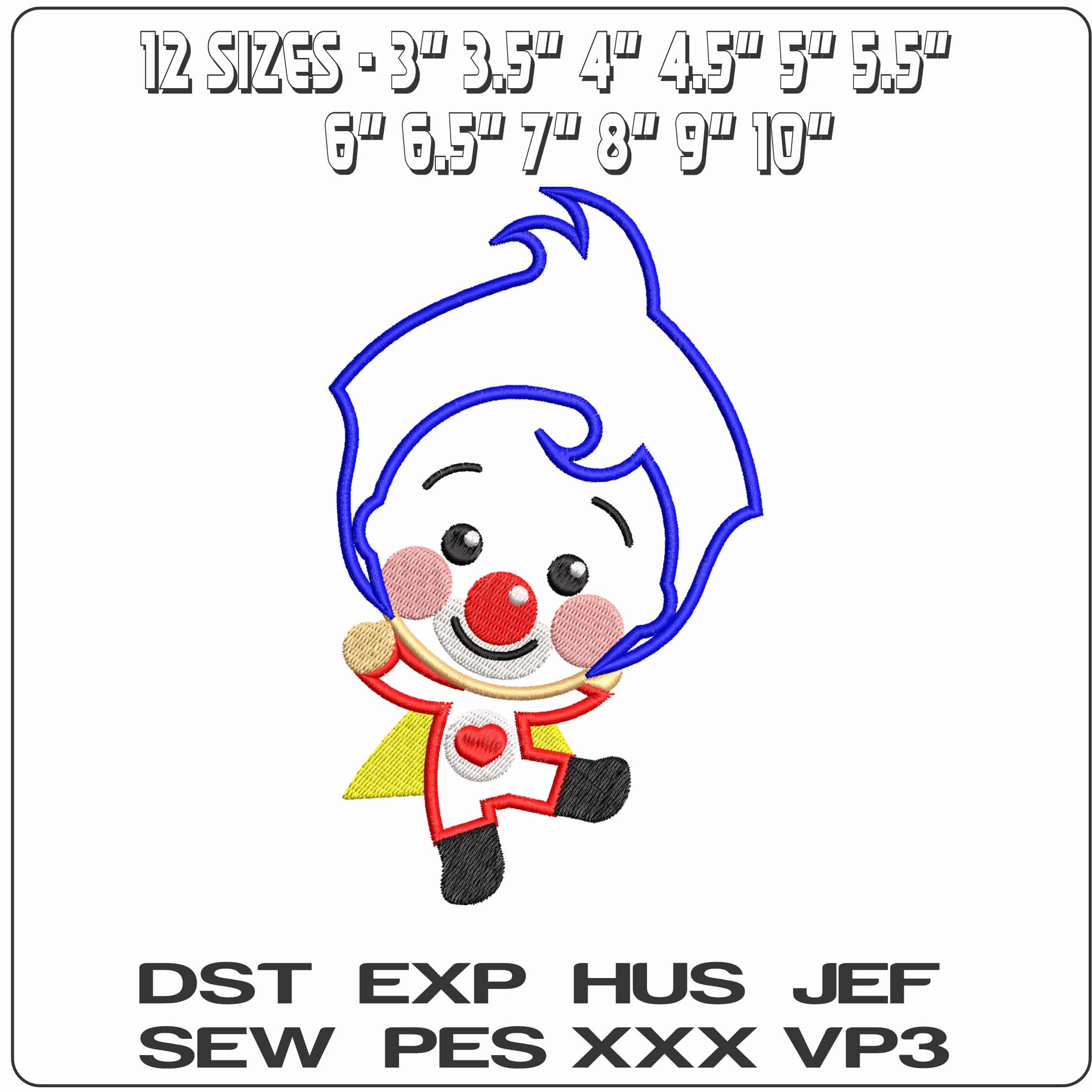 Plim Plim Superhero Clown Applique- Elegant embroidery design file - instant download — view 2