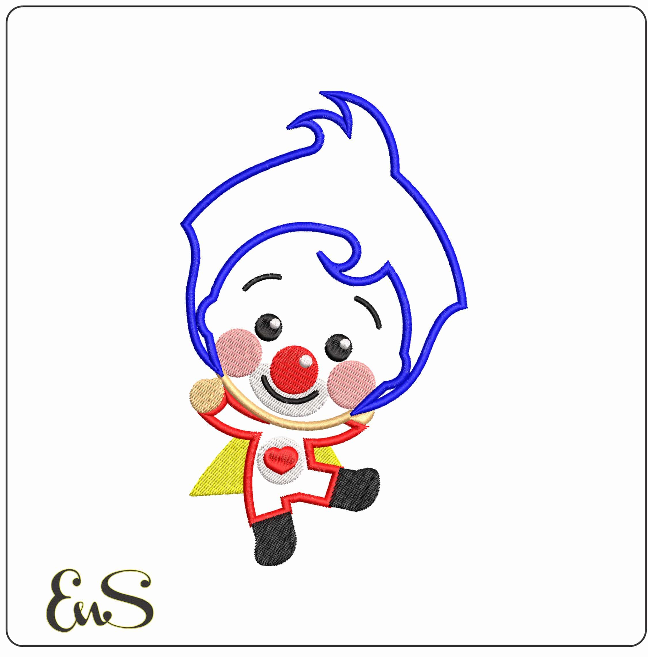Plim Plim Superhero Clown Applique- Elegant embroidery design file - instant download