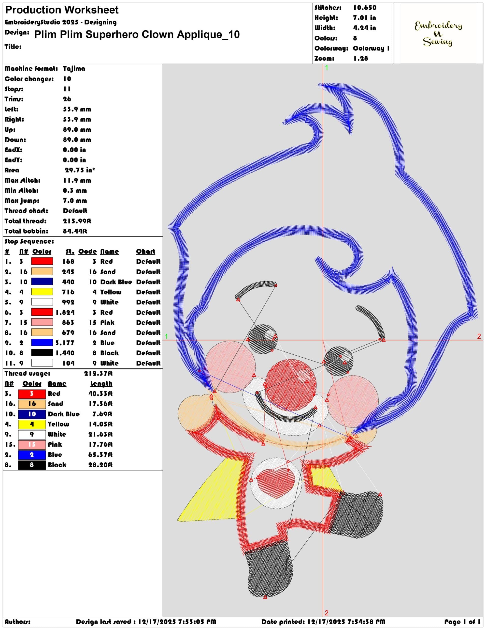 Plim Plim Superhero Clown Applique- Elegant embroidery design file - instant download — view 3