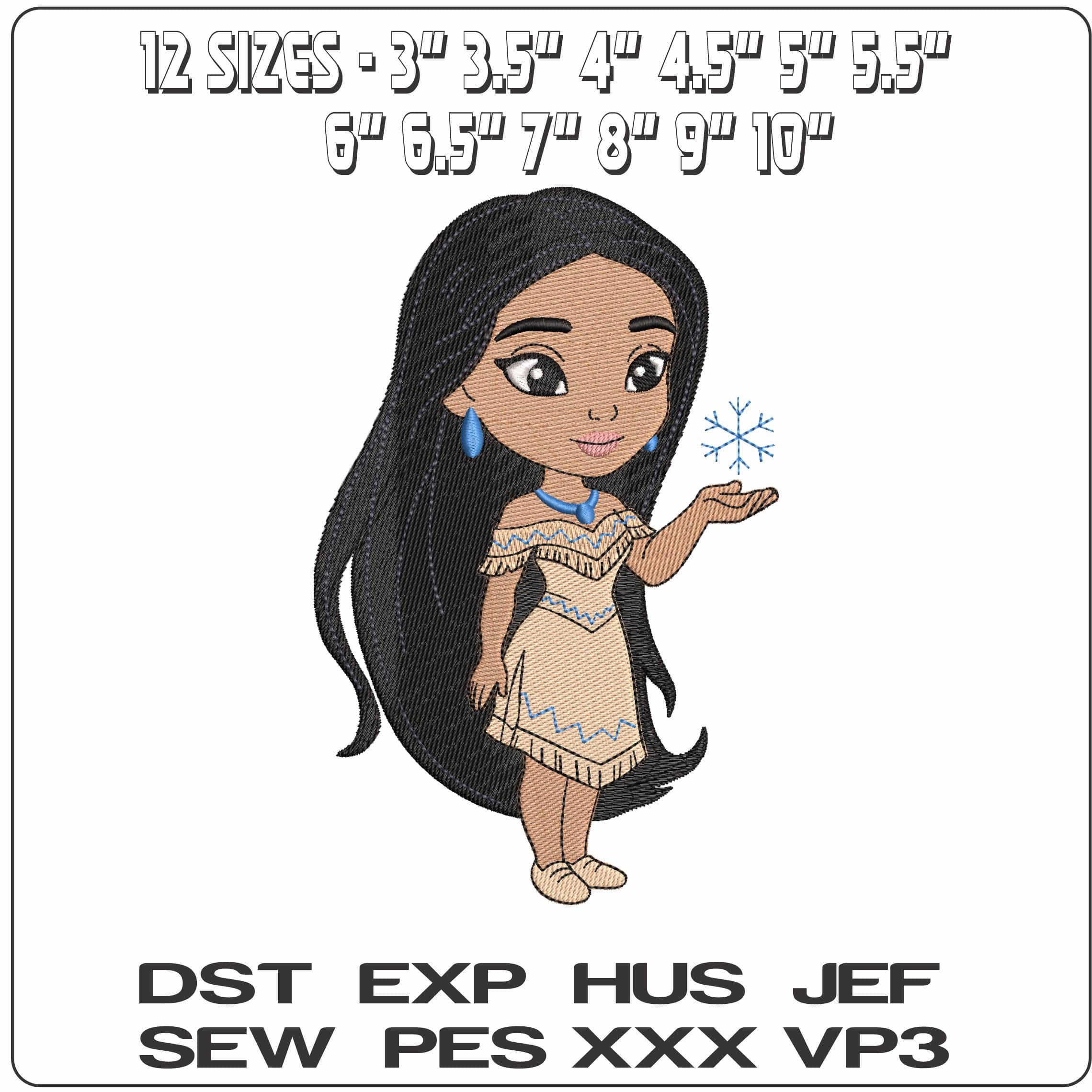 Pocahontas Chibi Disney- Elegant embroidery design file - instant download — view 2