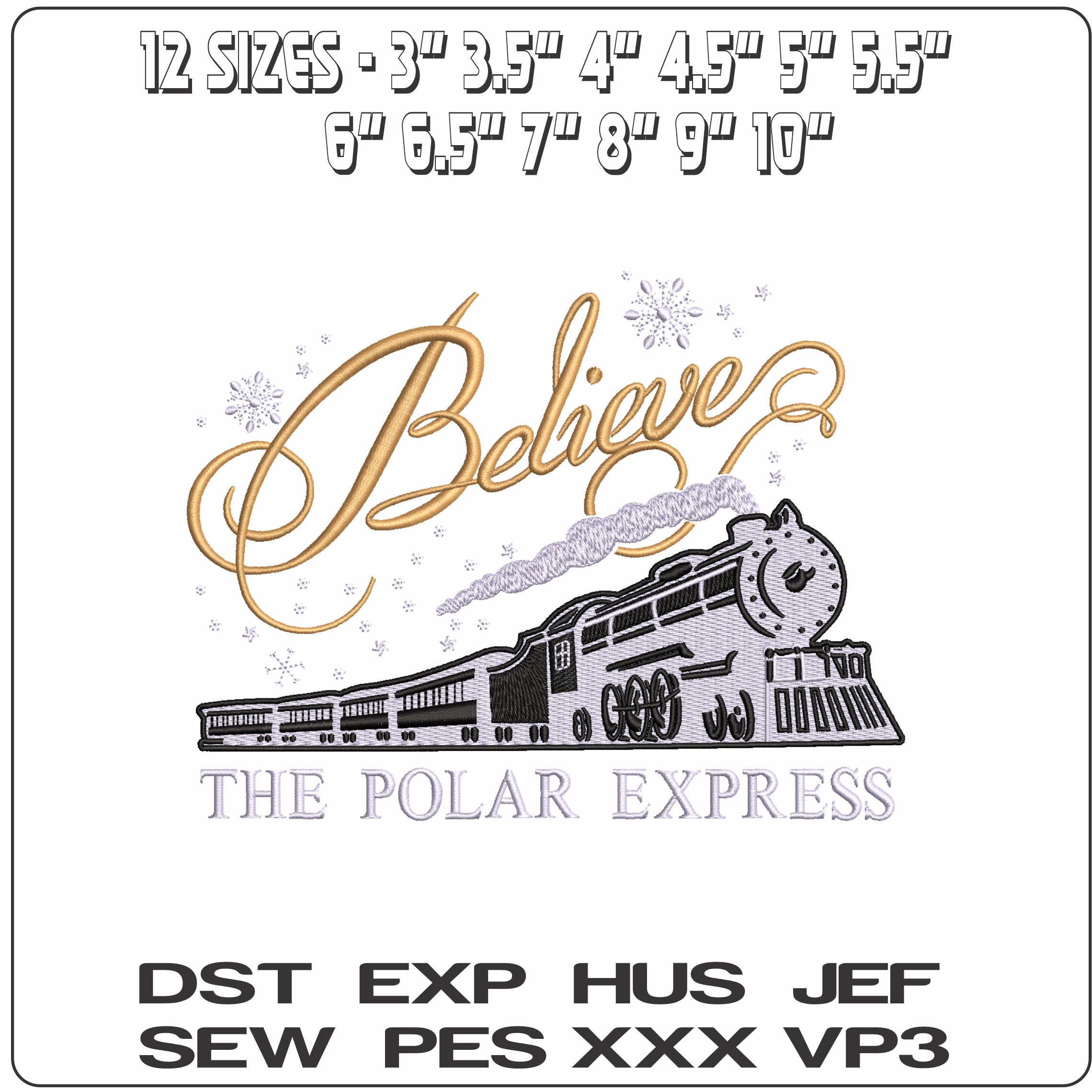 Polar Express Train Christmas- Elegant embroidery design file - instant download — view 2
