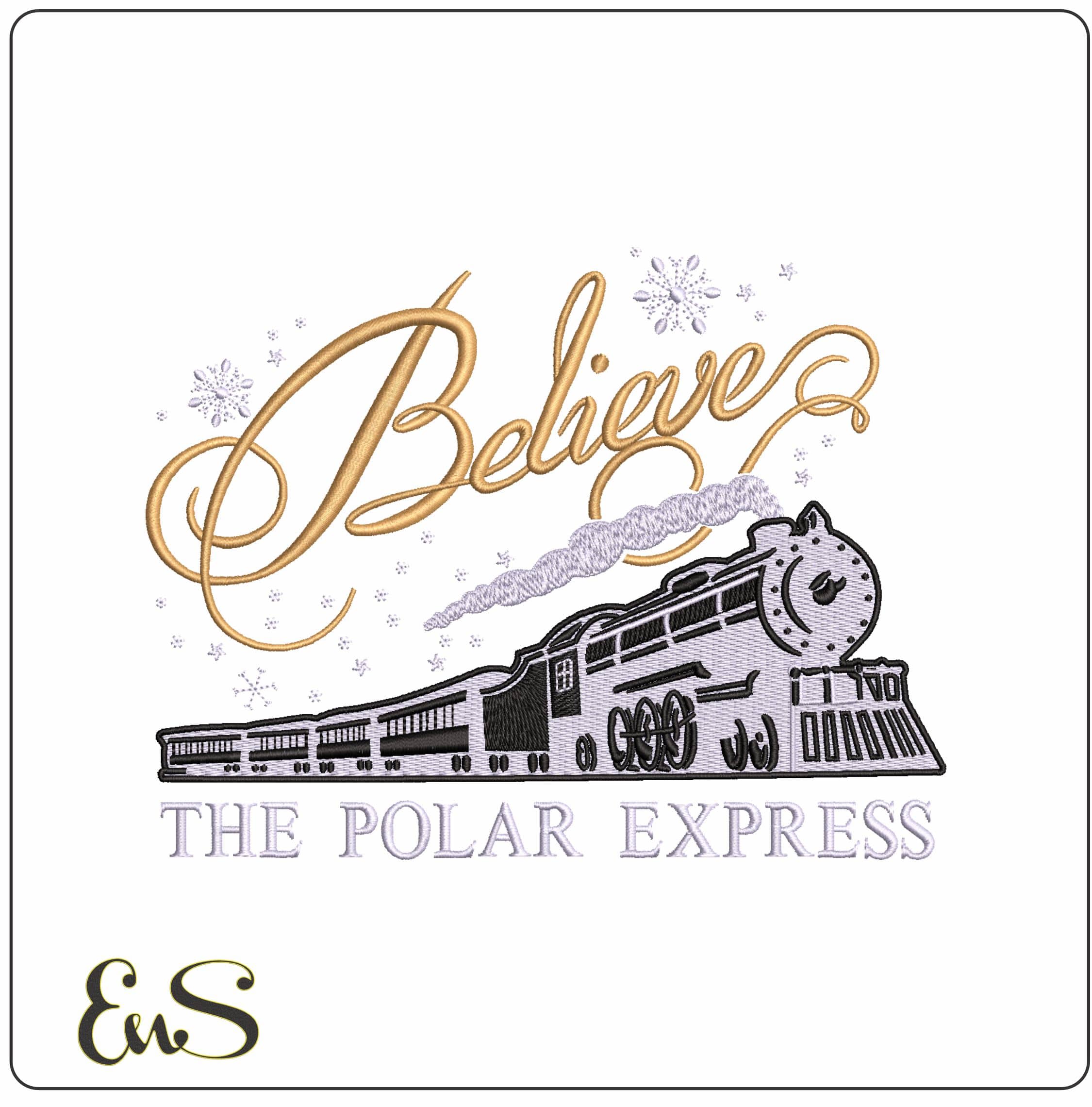 Polar Express Train Christmas- Elegant embroidery design file - instant download
