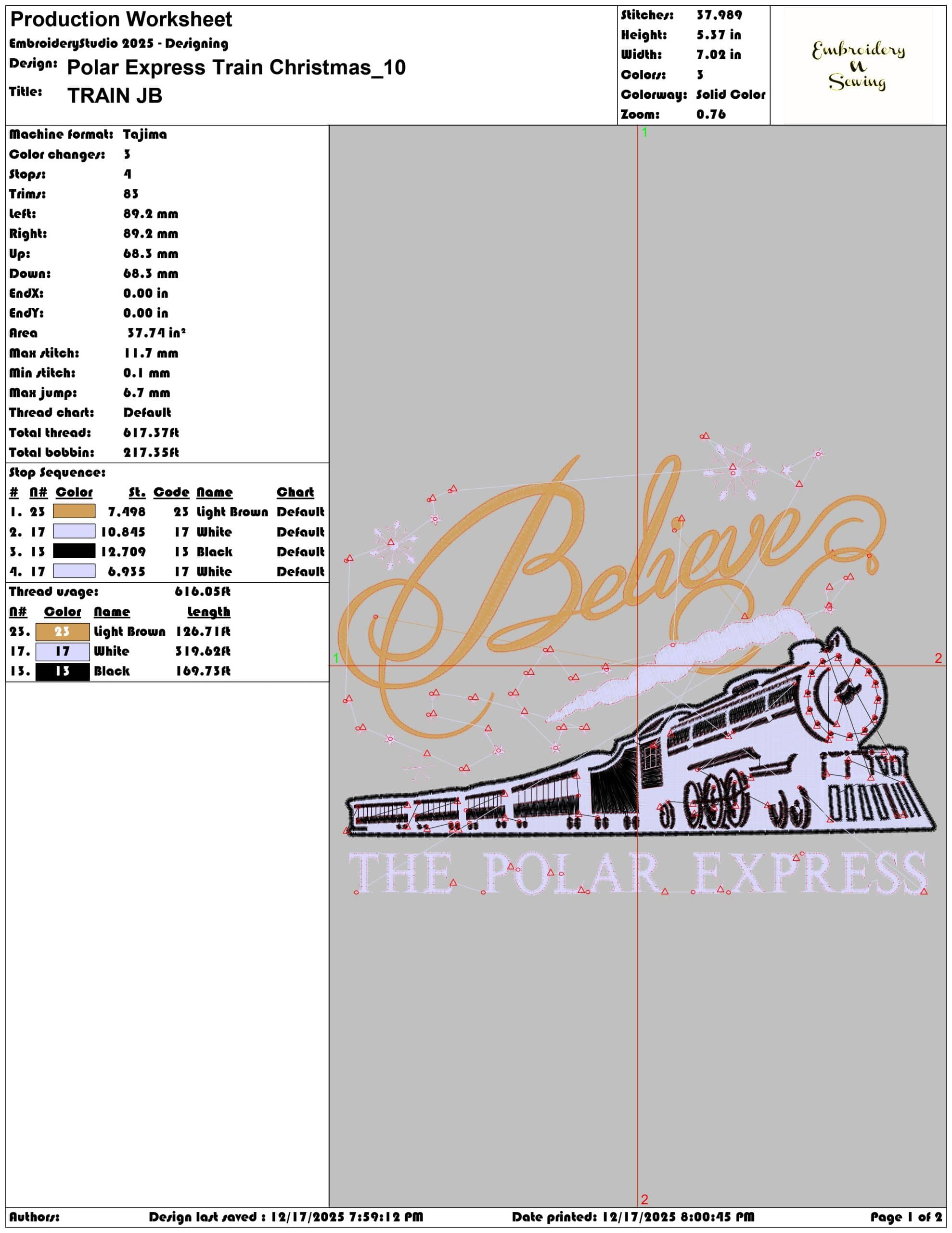 Polar Express Train Christmas- Elegant embroidery design file - instant download — view 3