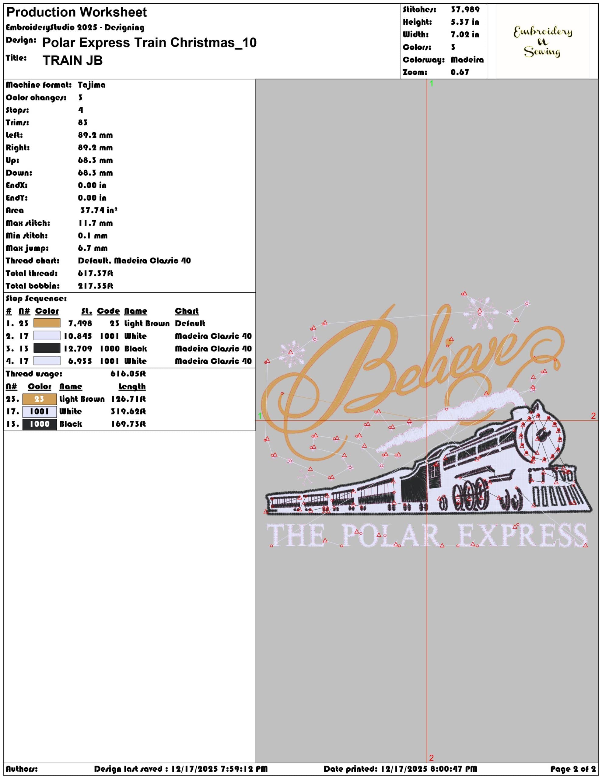 Polar Express Train Christmas- Elegant embroidery design file - instant download — view 4