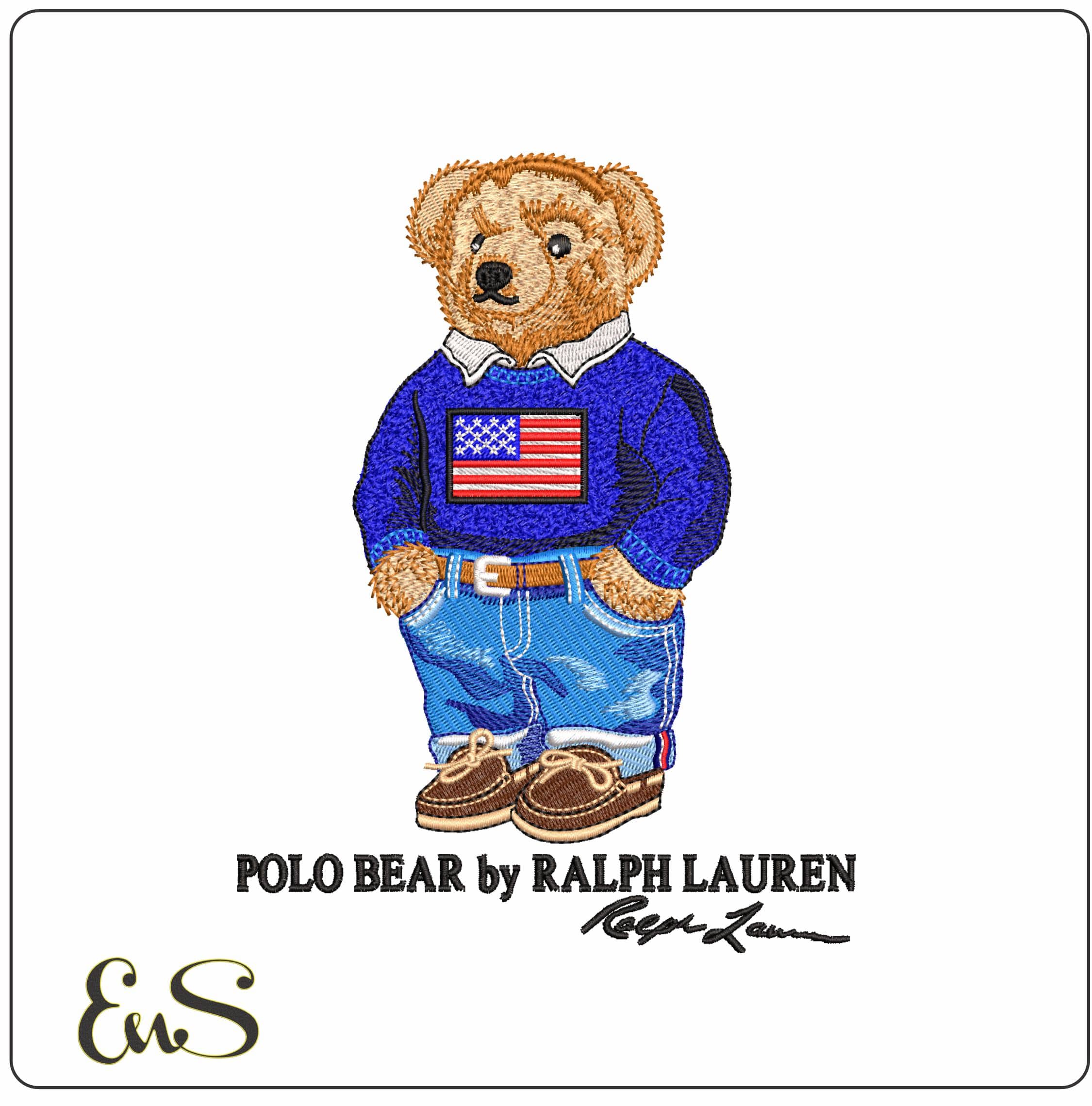 Polo Bear by Ralph Laurent- Elegant embroidery design file - instant download