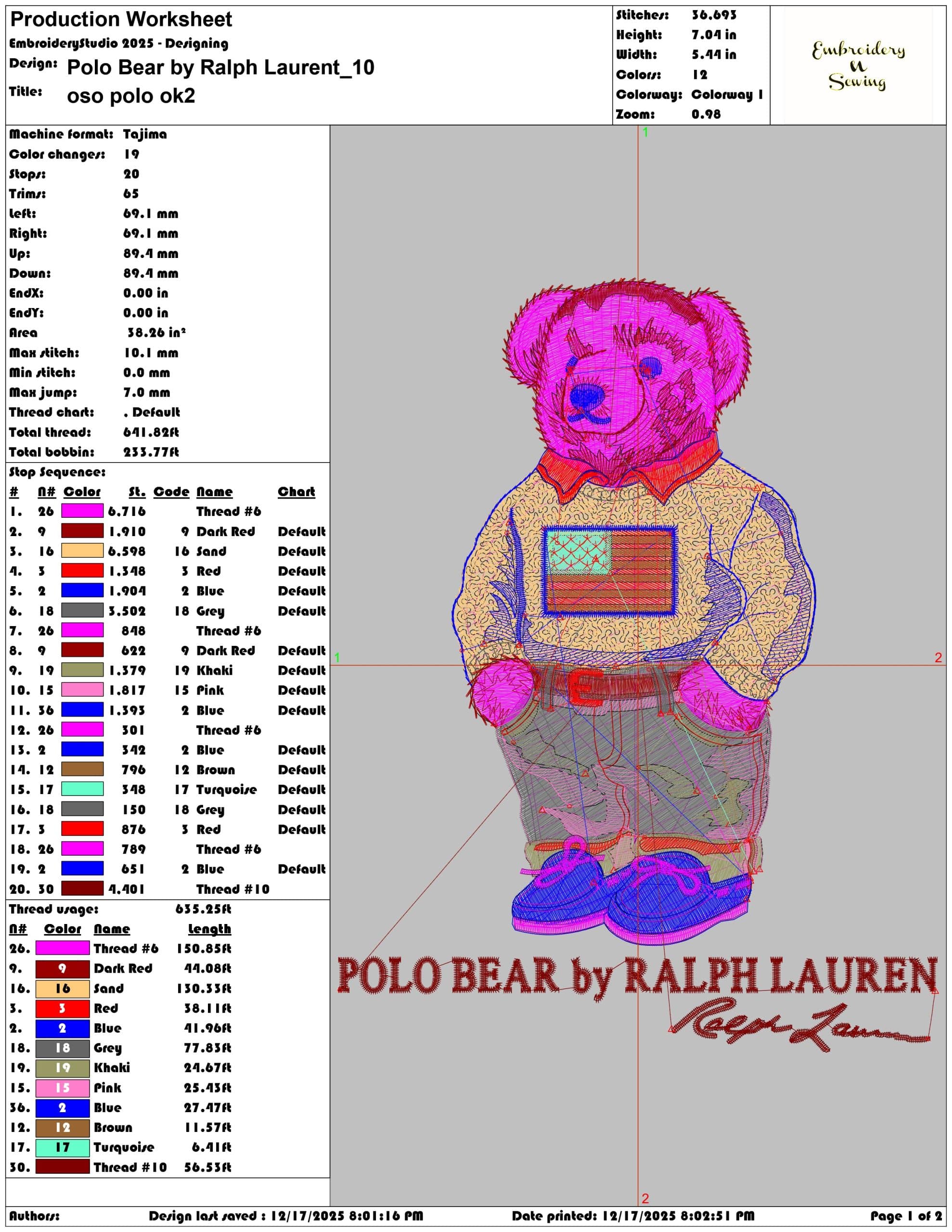 Polo Bear by Ralph Laurent- Elegant embroidery design file - instant download — view 3
