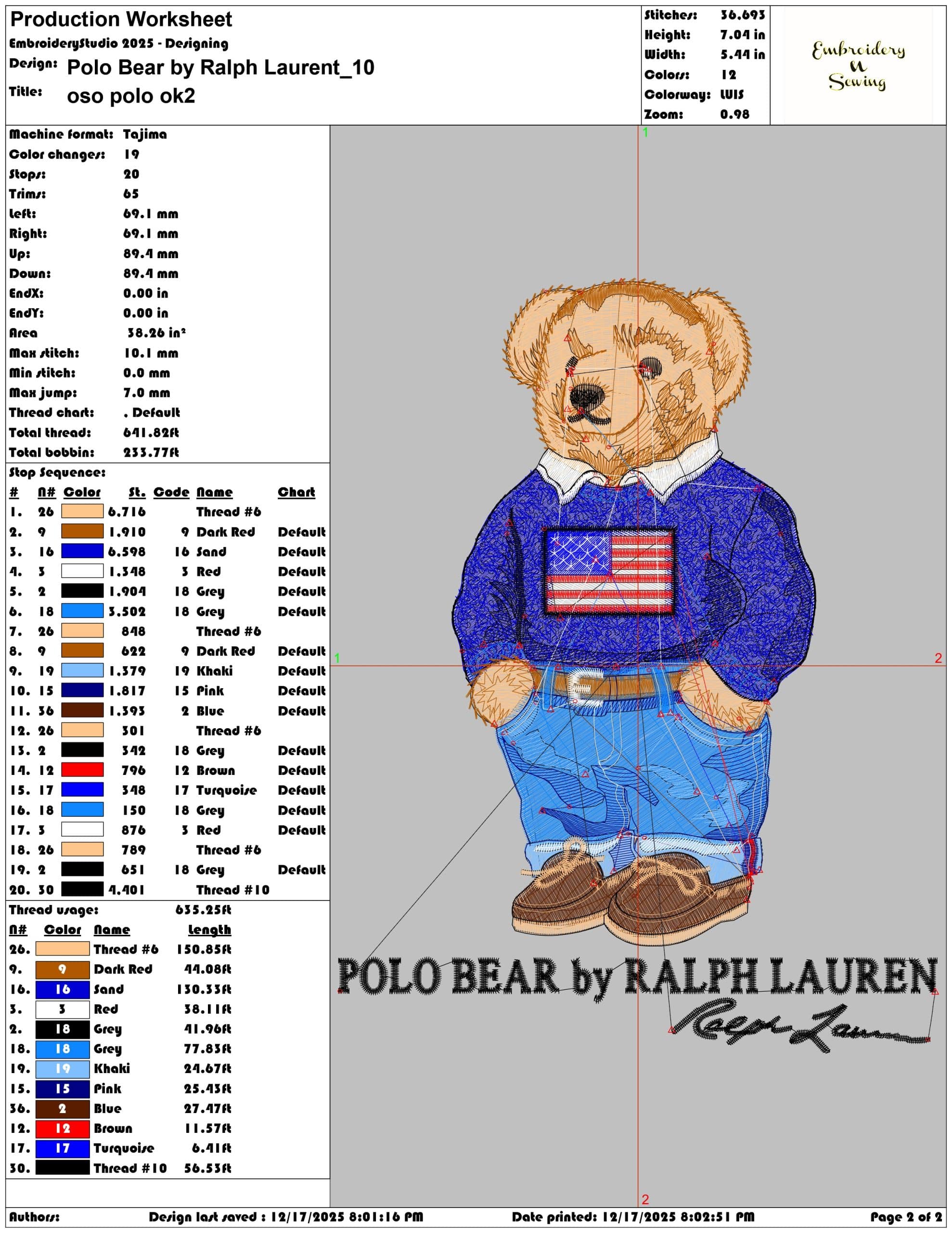 Polo Bear by Ralph Laurent- Elegant embroidery design file - instant download — view 4