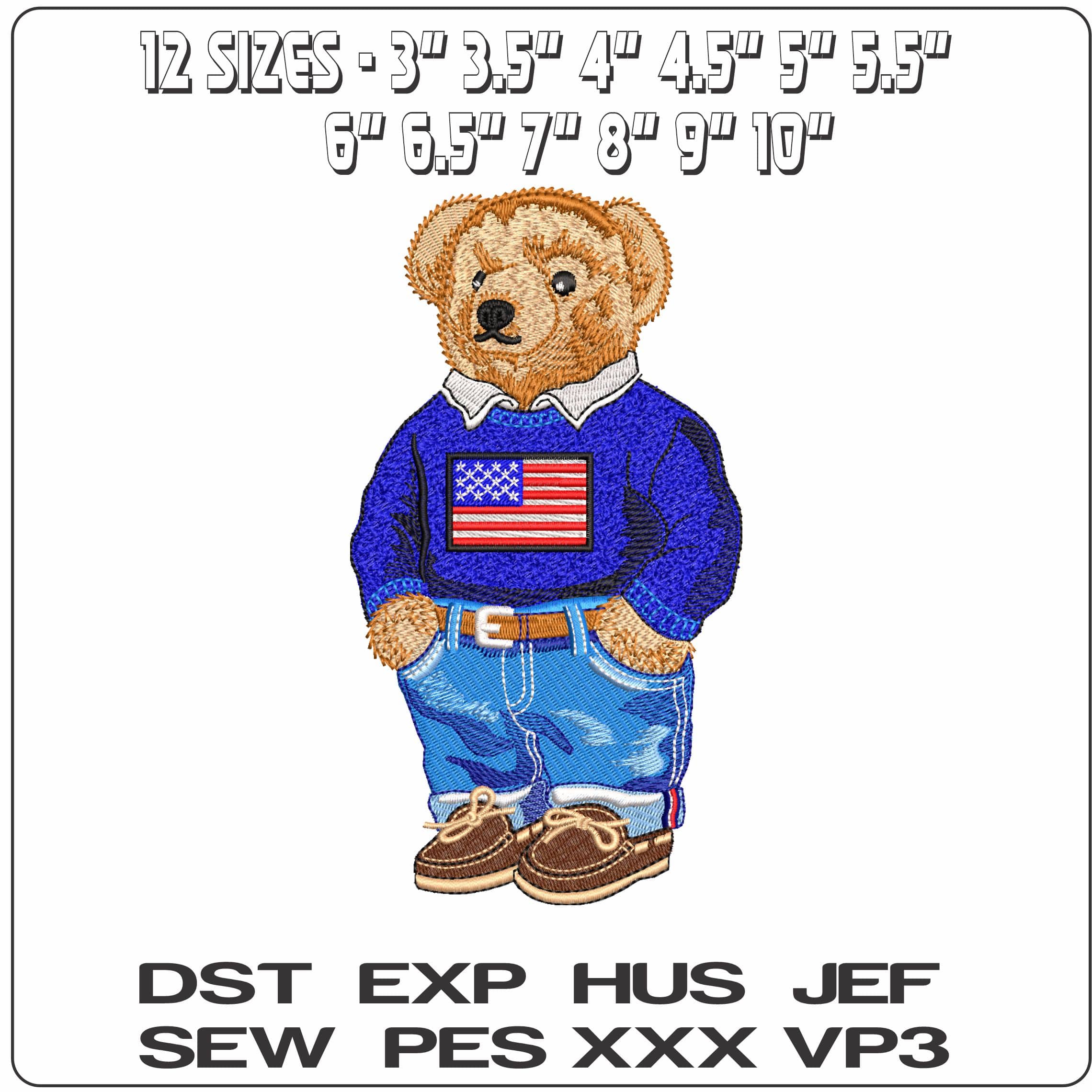 Polo Bear Ralph Laurent- Elegant embroidery design file - instant download — view 2