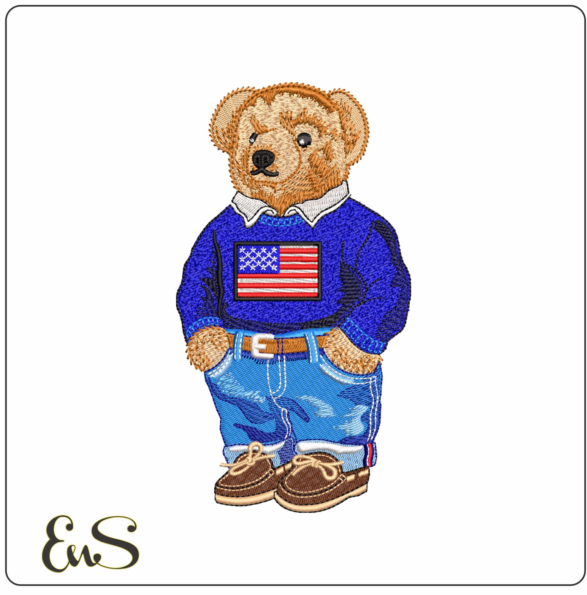 Polo Bear Ralph Laurent- Elegant embroidery design file - instant download