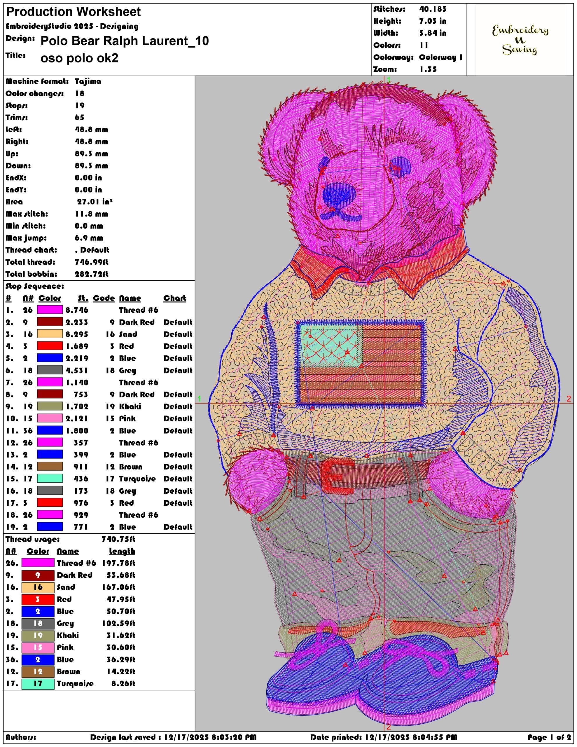 Polo Bear Ralph Laurent- Elegant embroidery design file - instant download — view 3