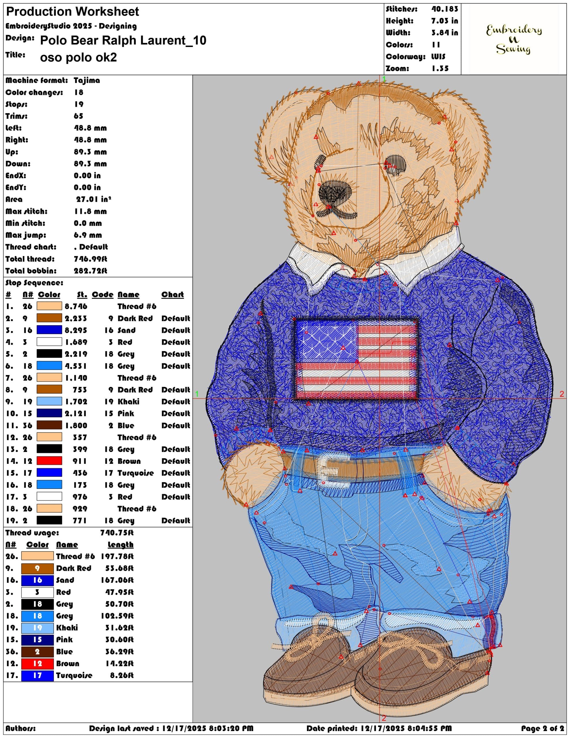 Polo Bear Ralph Laurent- Elegant embroidery design file - instant download — view 4