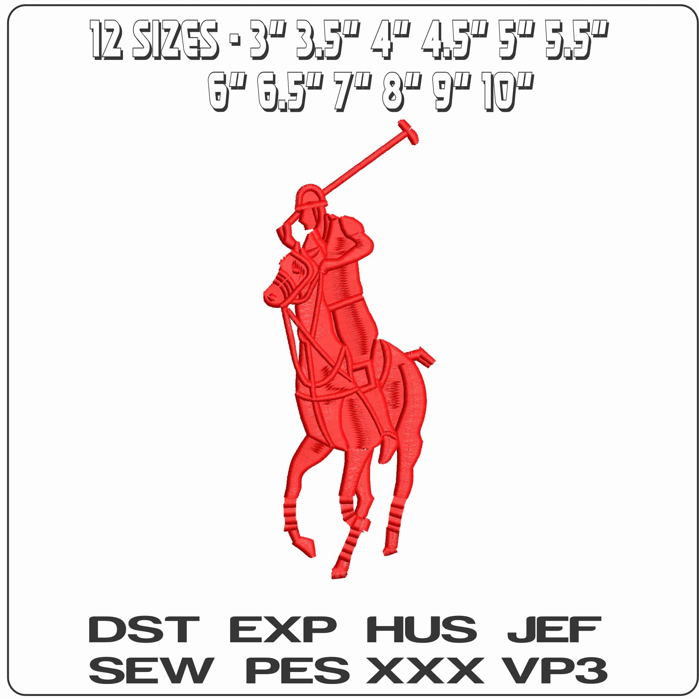 Polo Horse- Elegant embroidery design file - instant download — view 2