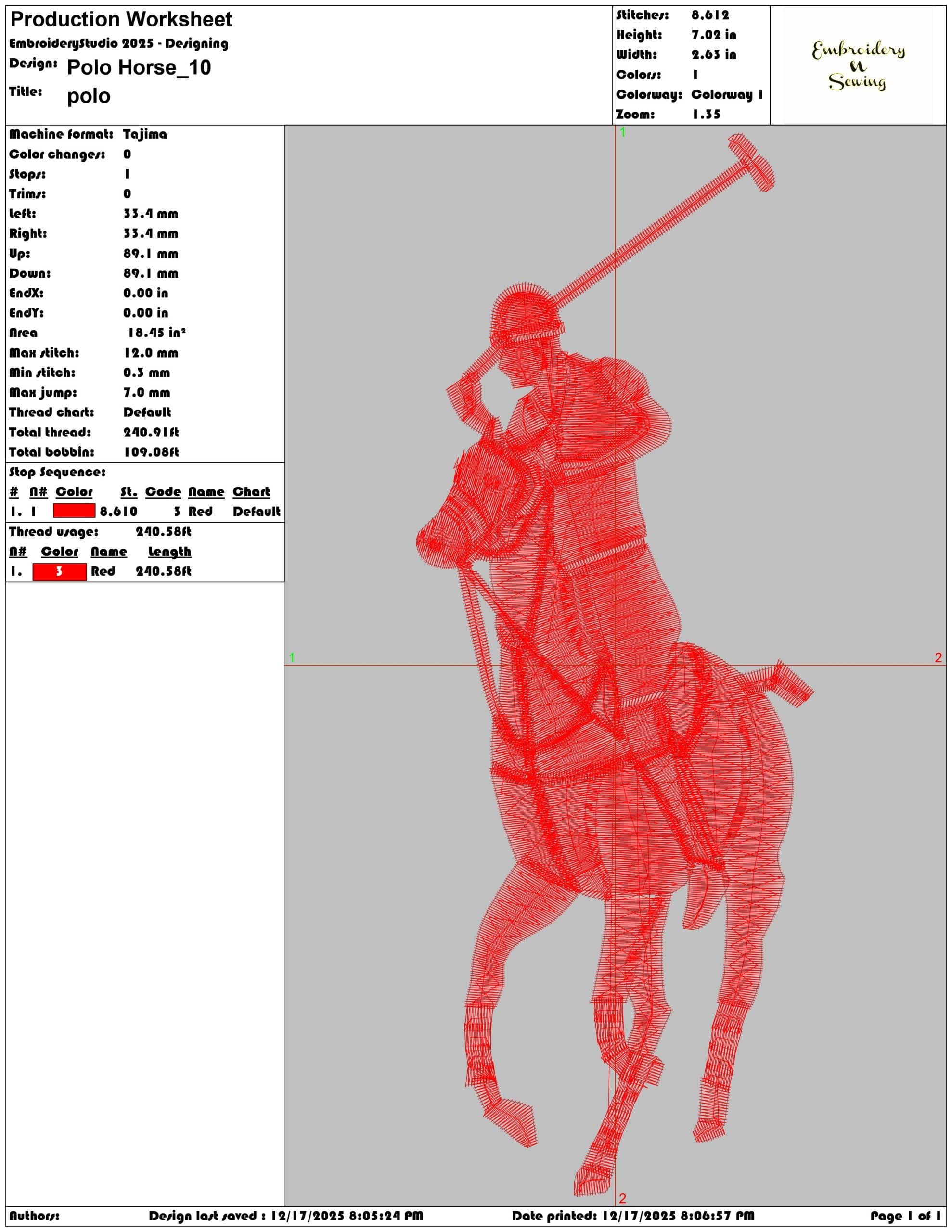 Polo Horse- Elegant embroidery design file - instant download — view 3