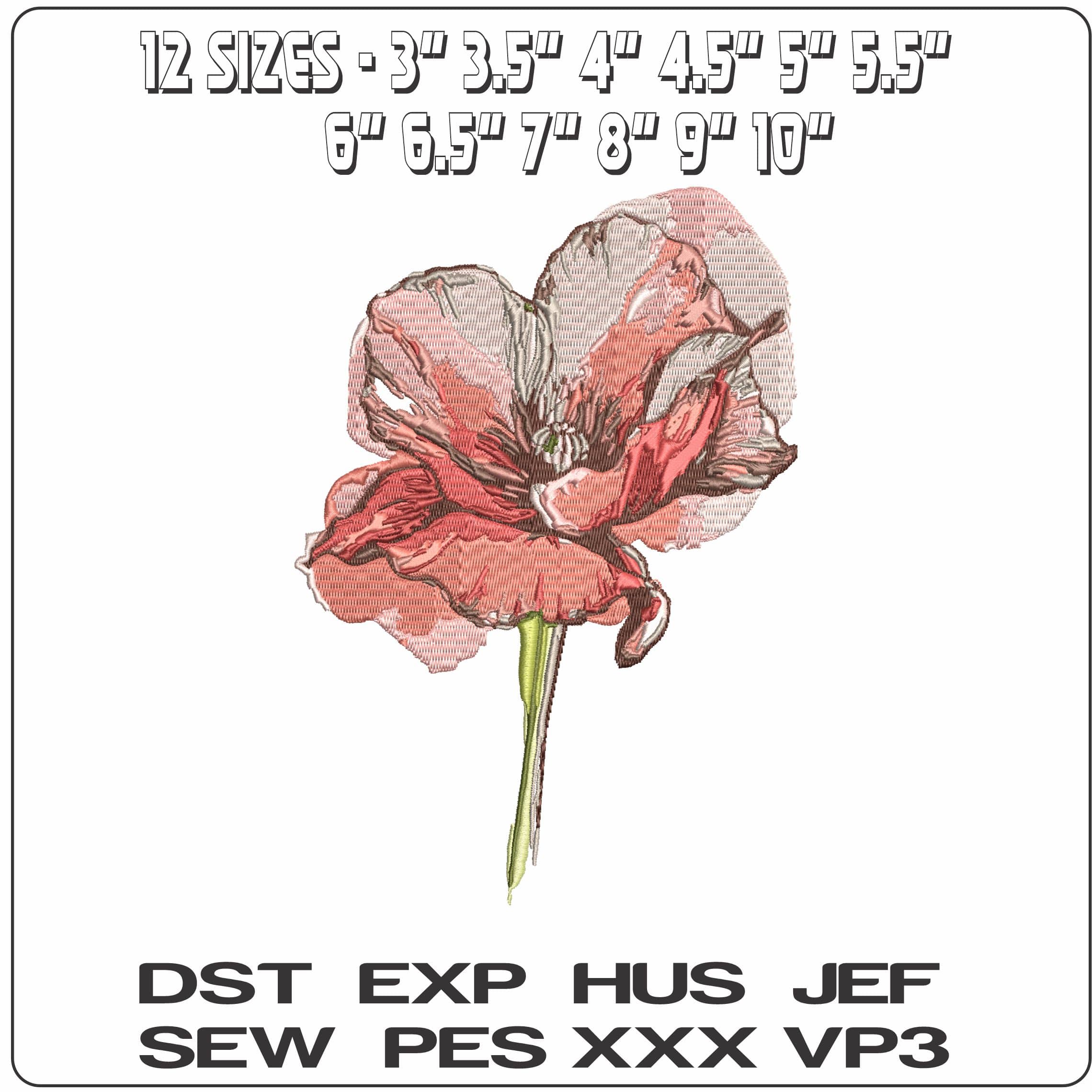 Poppy Watercolor- Elegant embroidery design file - instant download — view 2