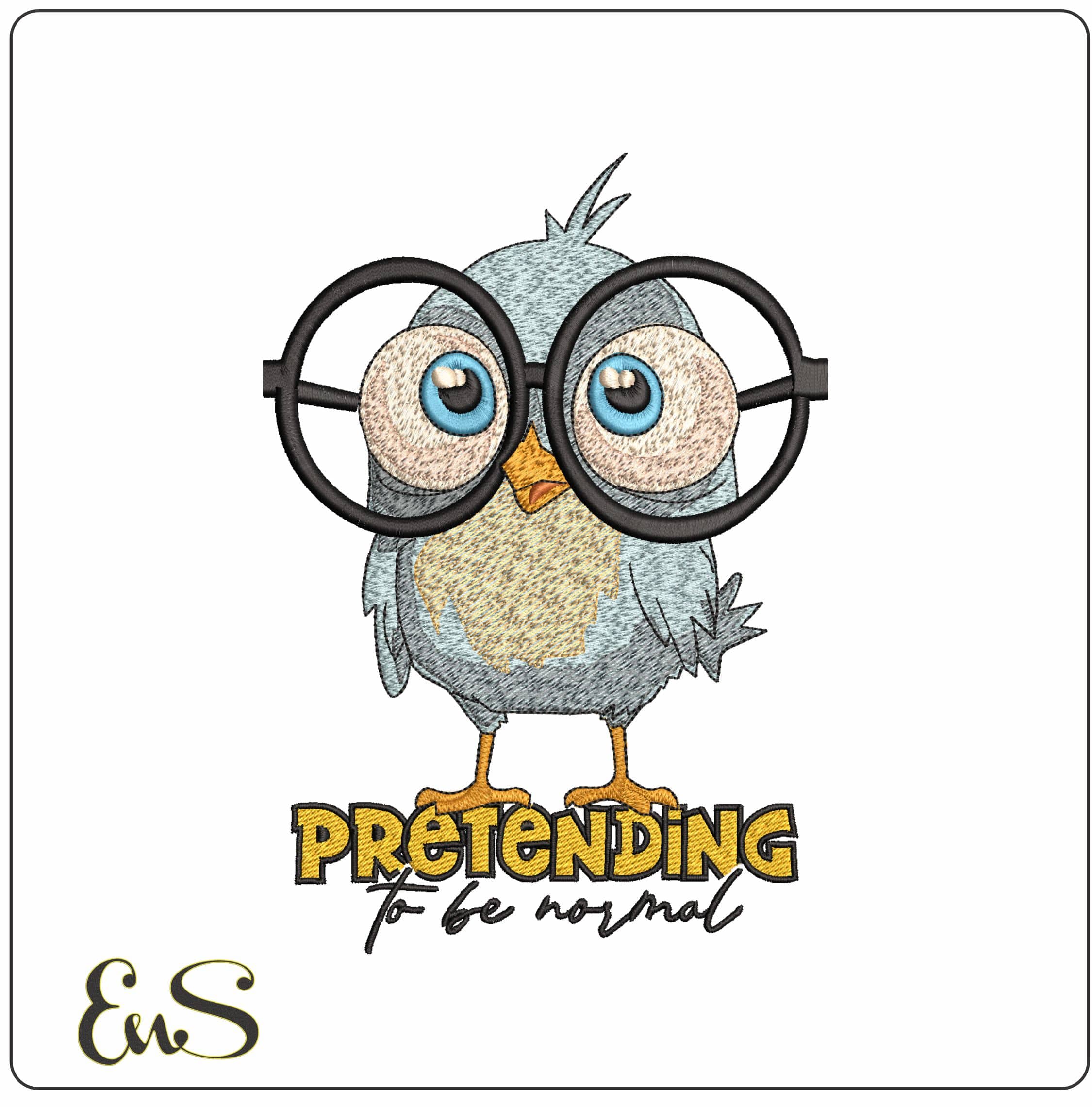 Pretending to be Normal- Elegant embroidery design file - instant download