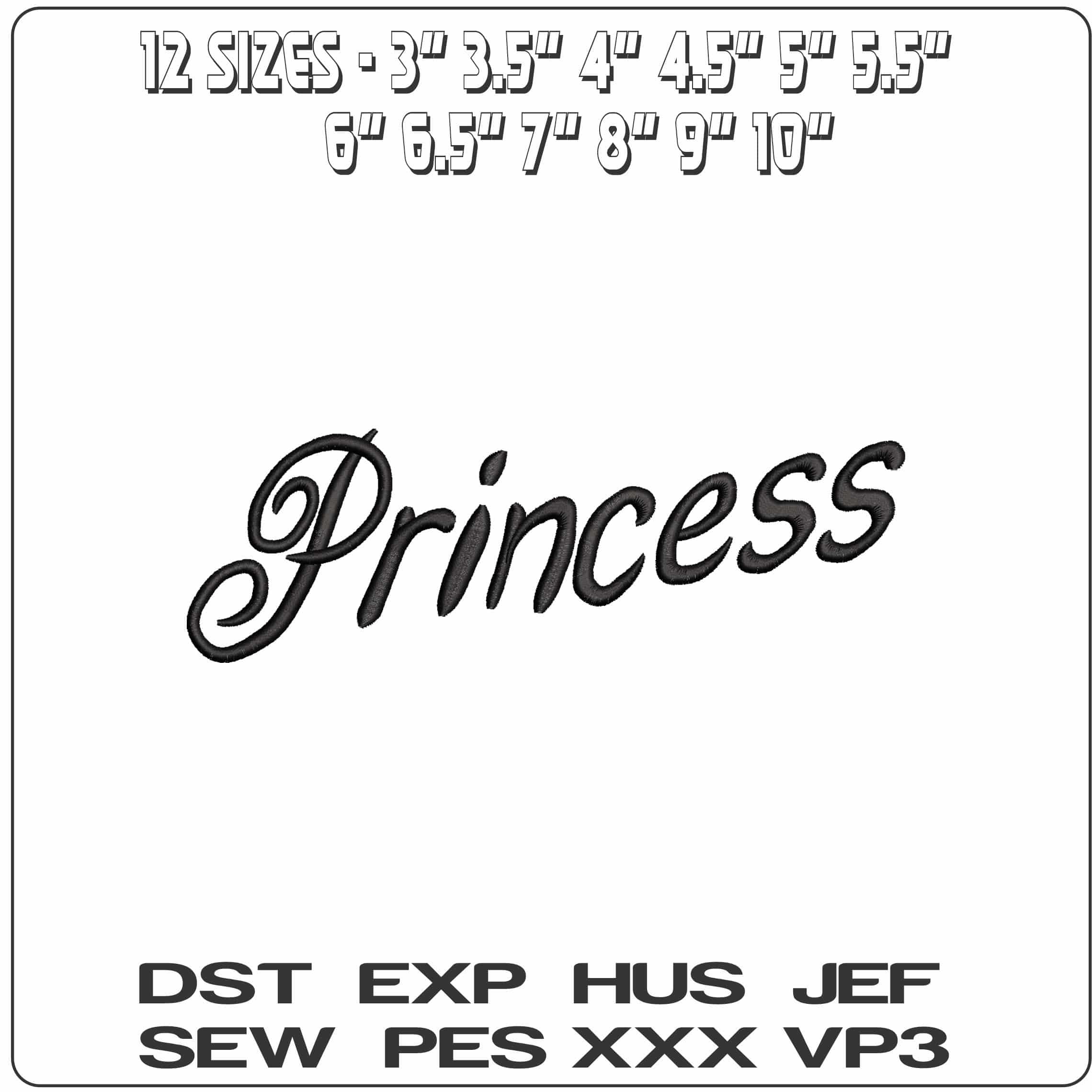 Princess- Elegant embroidery design file - instant download — view 2
