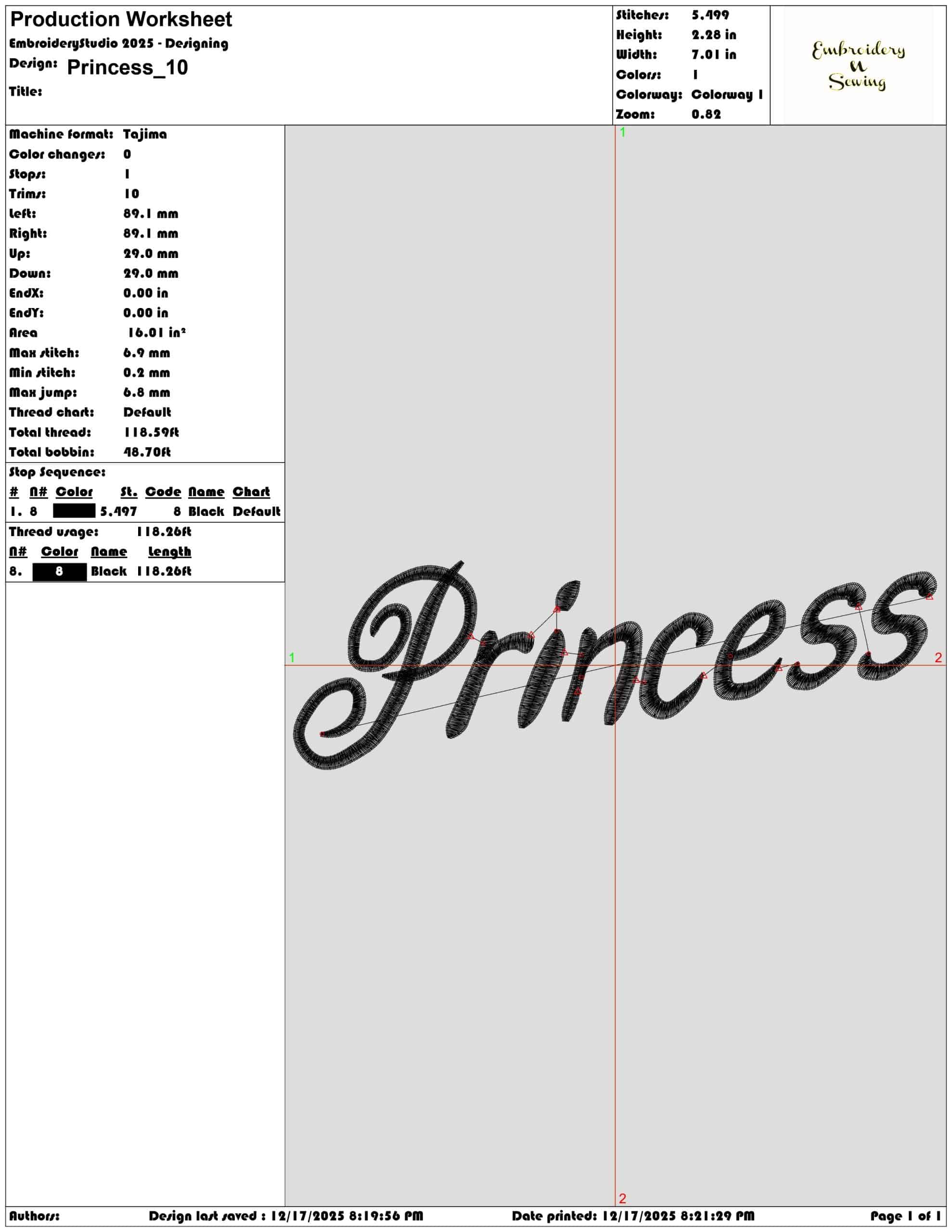 Princess- Elegant embroidery design file - instant download — view 3