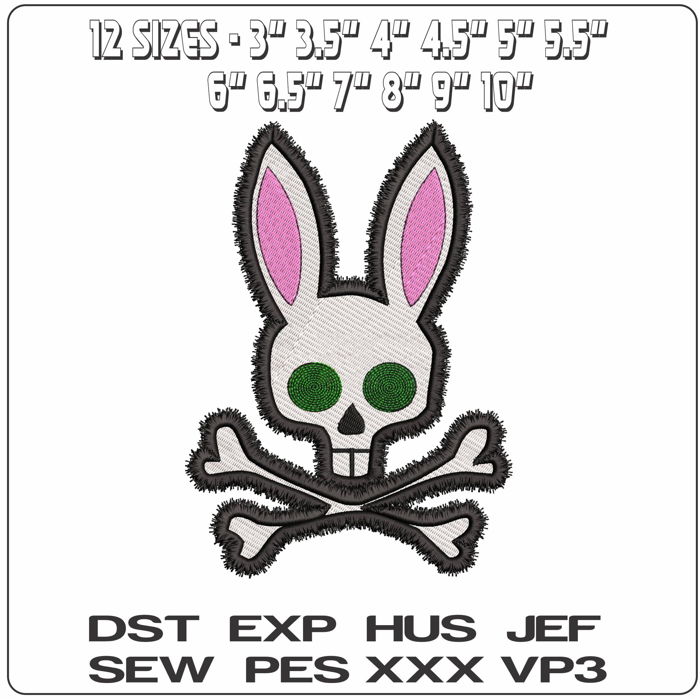 Psycho Bunny Logo- Elegant embroidery design file - instant download — view 2
