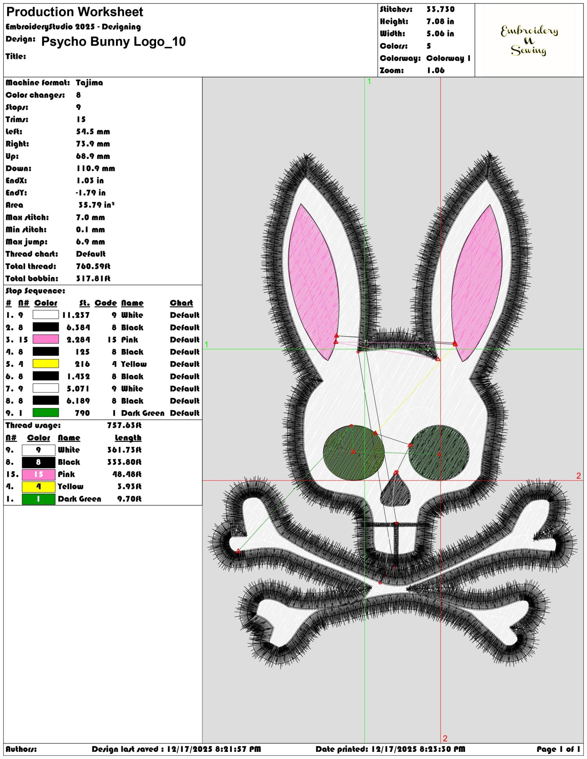 Psycho Bunny Logo- Elegant embroidery design file - instant download — view 3