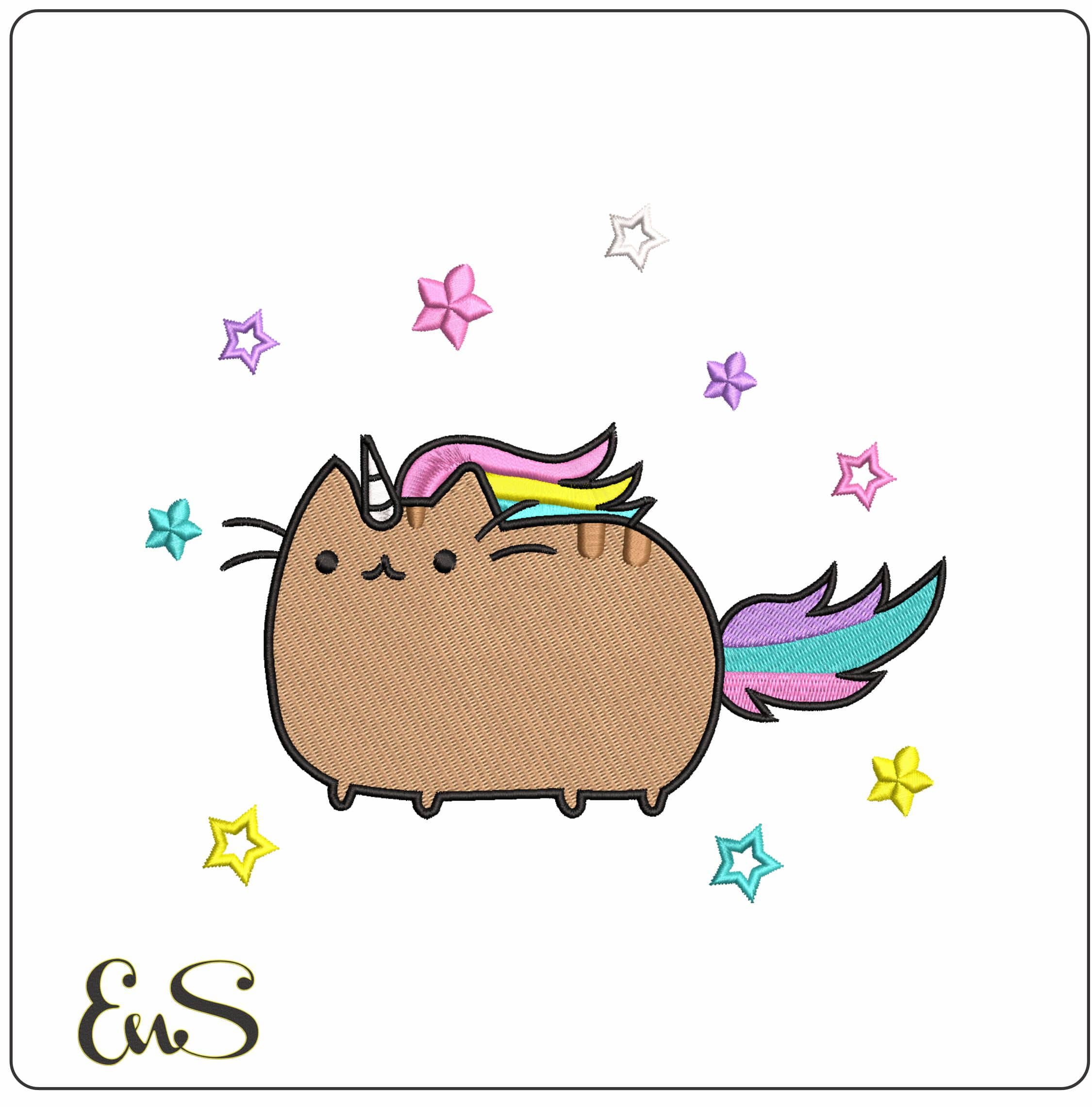 Pusheenicorn Pusheen the Cat- Elegant embroidery design file - instant download